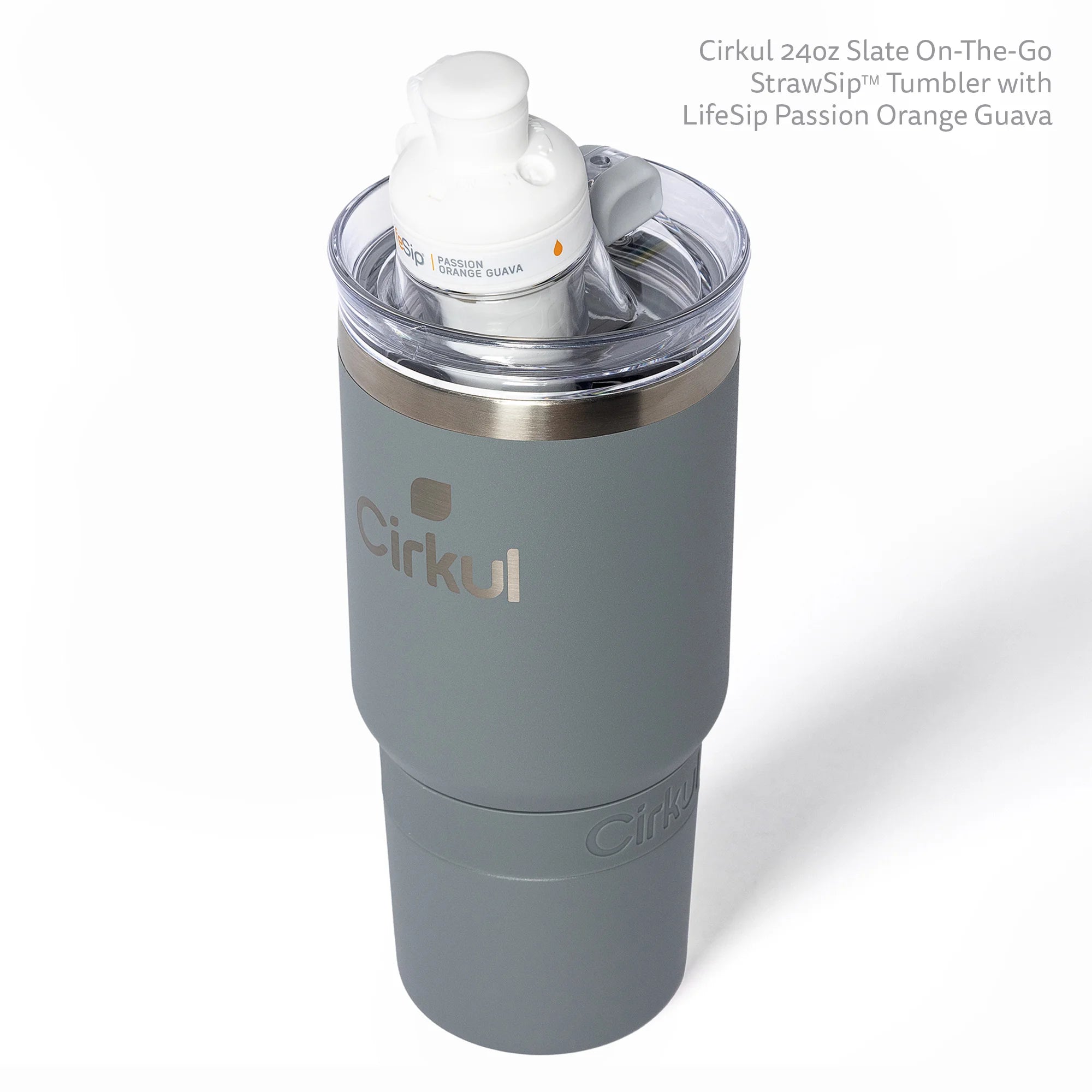 Cirkul 24Oz On-The-Go StrawSip Tumbler W/1 Flavor Cartridge, Slate