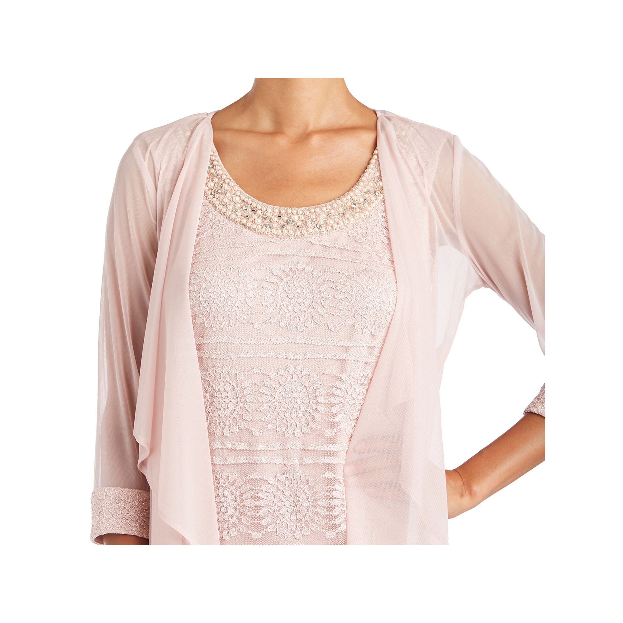 R & M Richards Lace Jacket Dress - ROSE 18