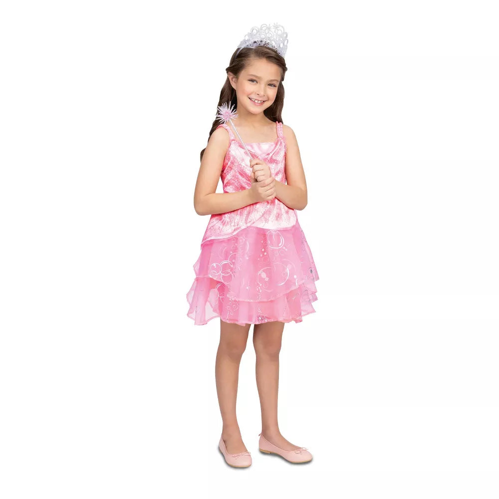 Wicked Girl's Deluxe Glinda Pink Bubble Dress Up, 4-6Y