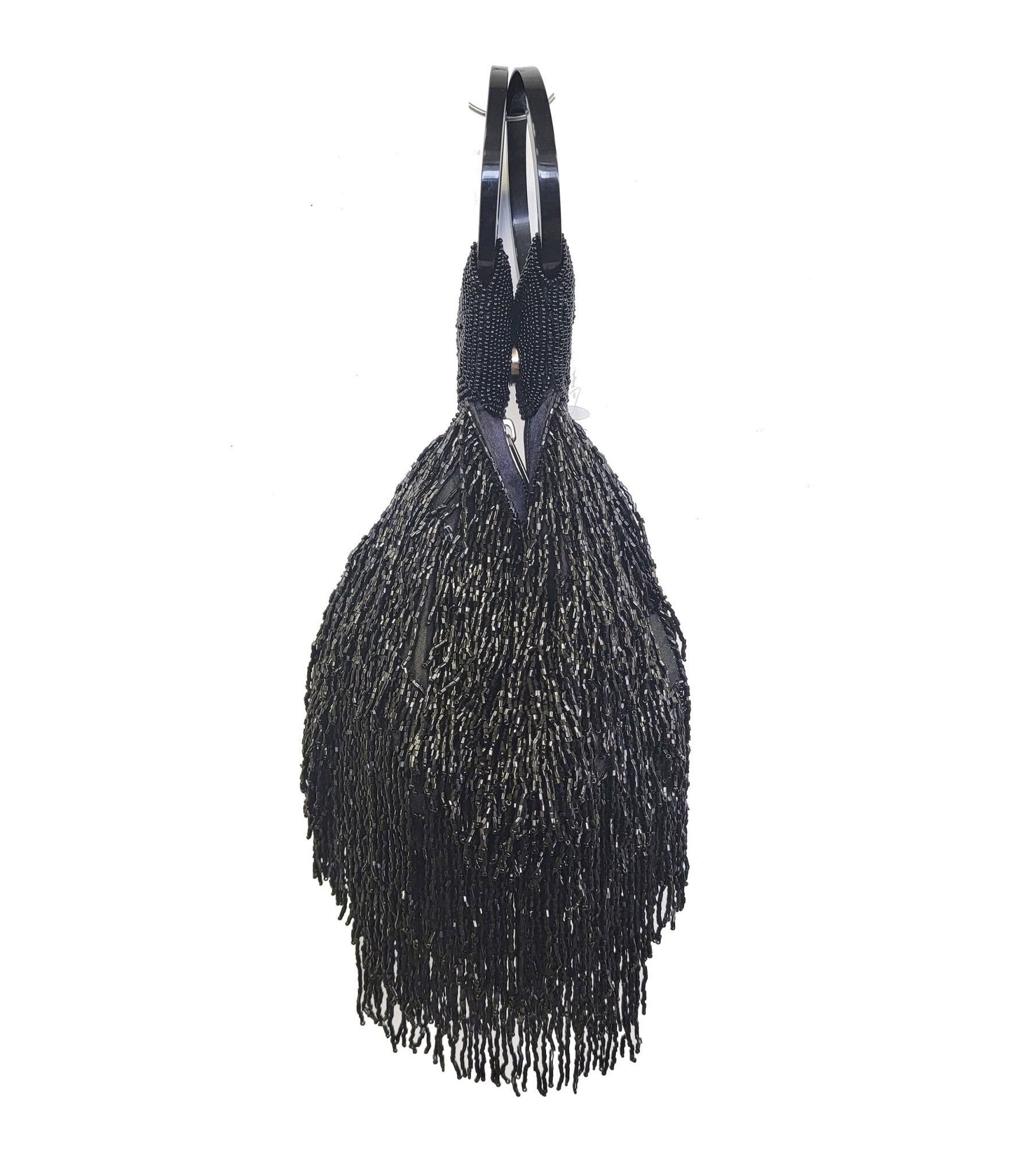 1920s Black Beaded Fringe Wristlet