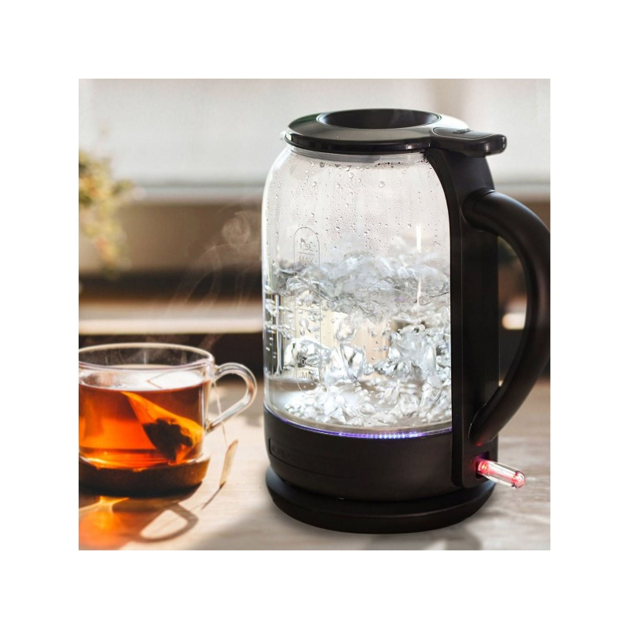 Ovente KG516B Electric Hot Water Glass Kettle with ProntoFill Technology, Black