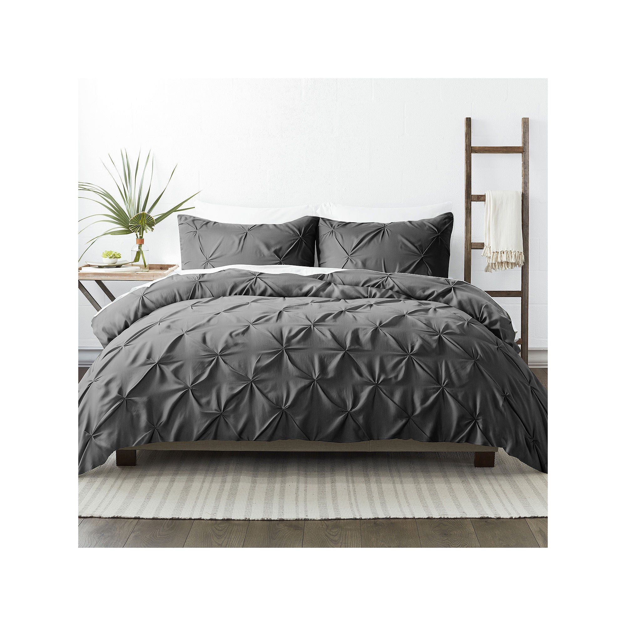 Casual Comfort Pinch Pleat Duvet Cover Set IEH-DUVPP-Q - Gray