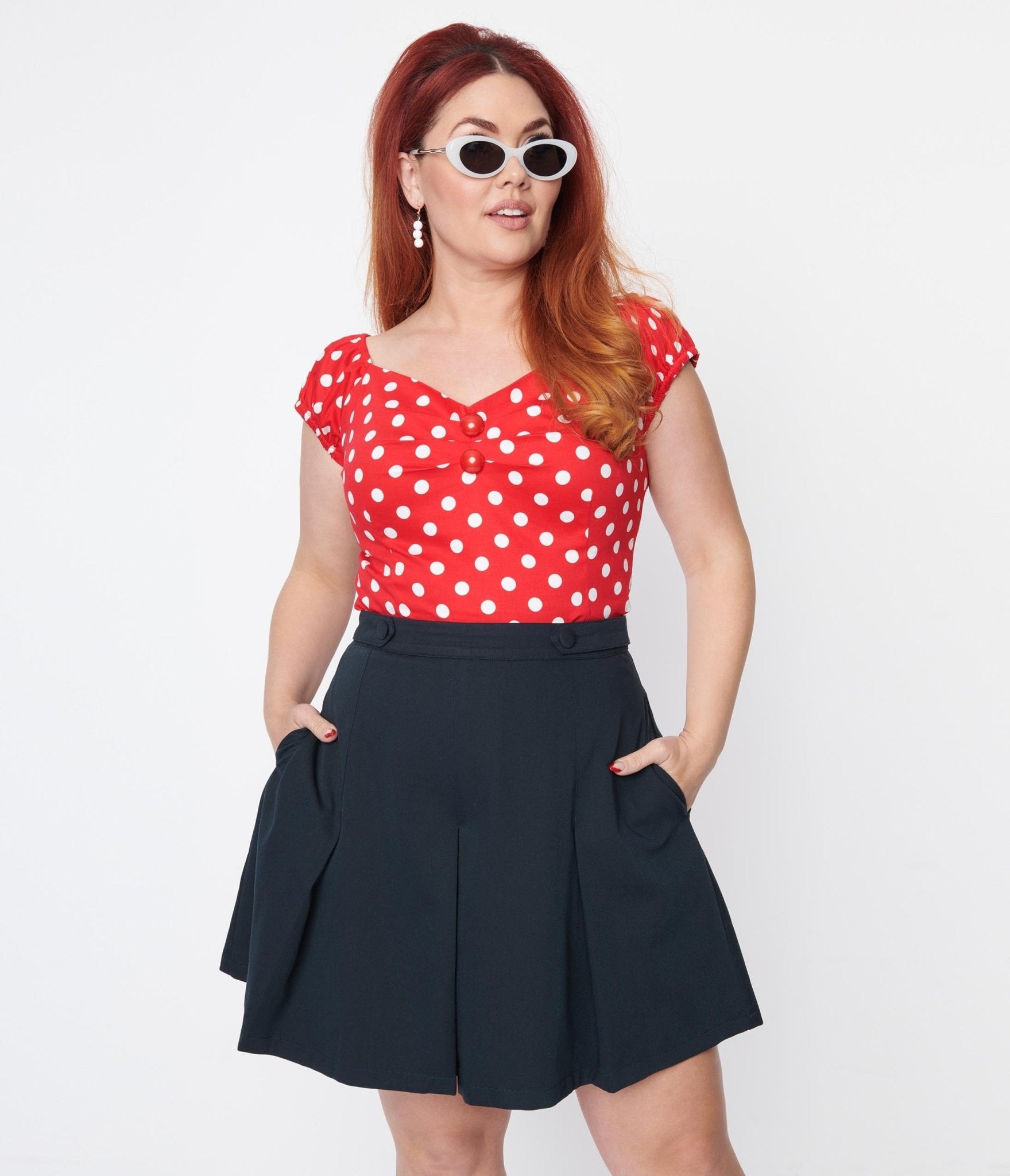 Collectif Red & White Polka Dot Dolores Top