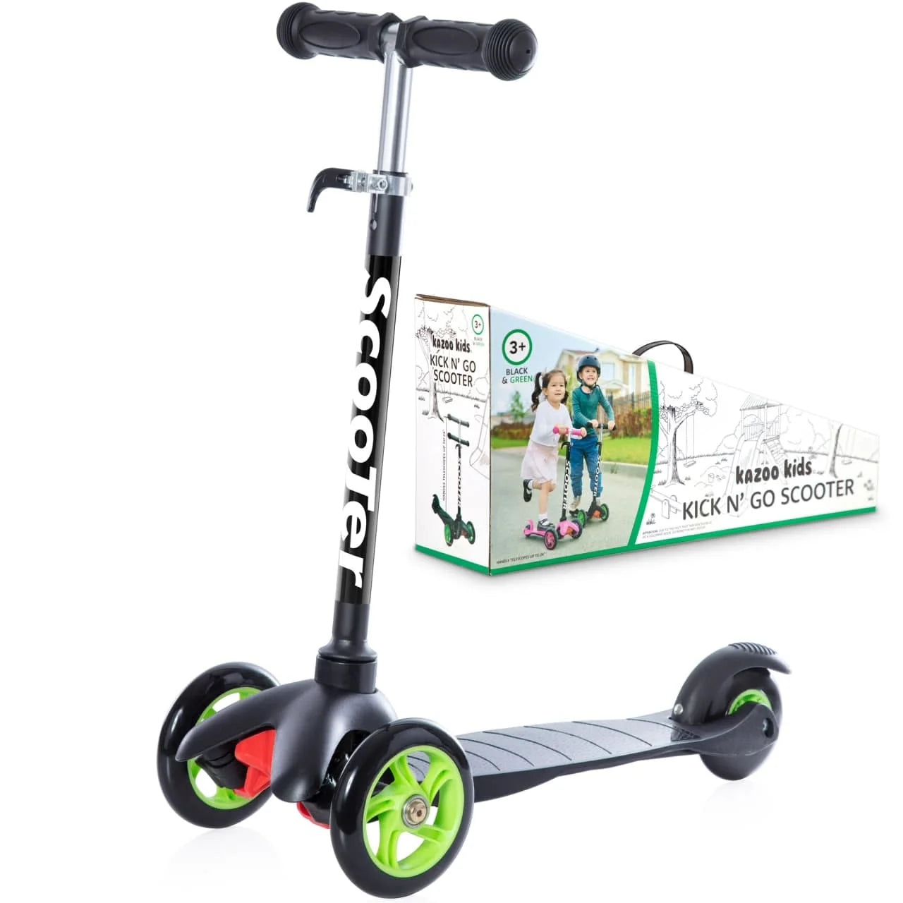 Kazoo Kids SCTR-03-BK 3-Wheel Kick Scooter Step for Brake Deluxe Aluminum Frame (Black)