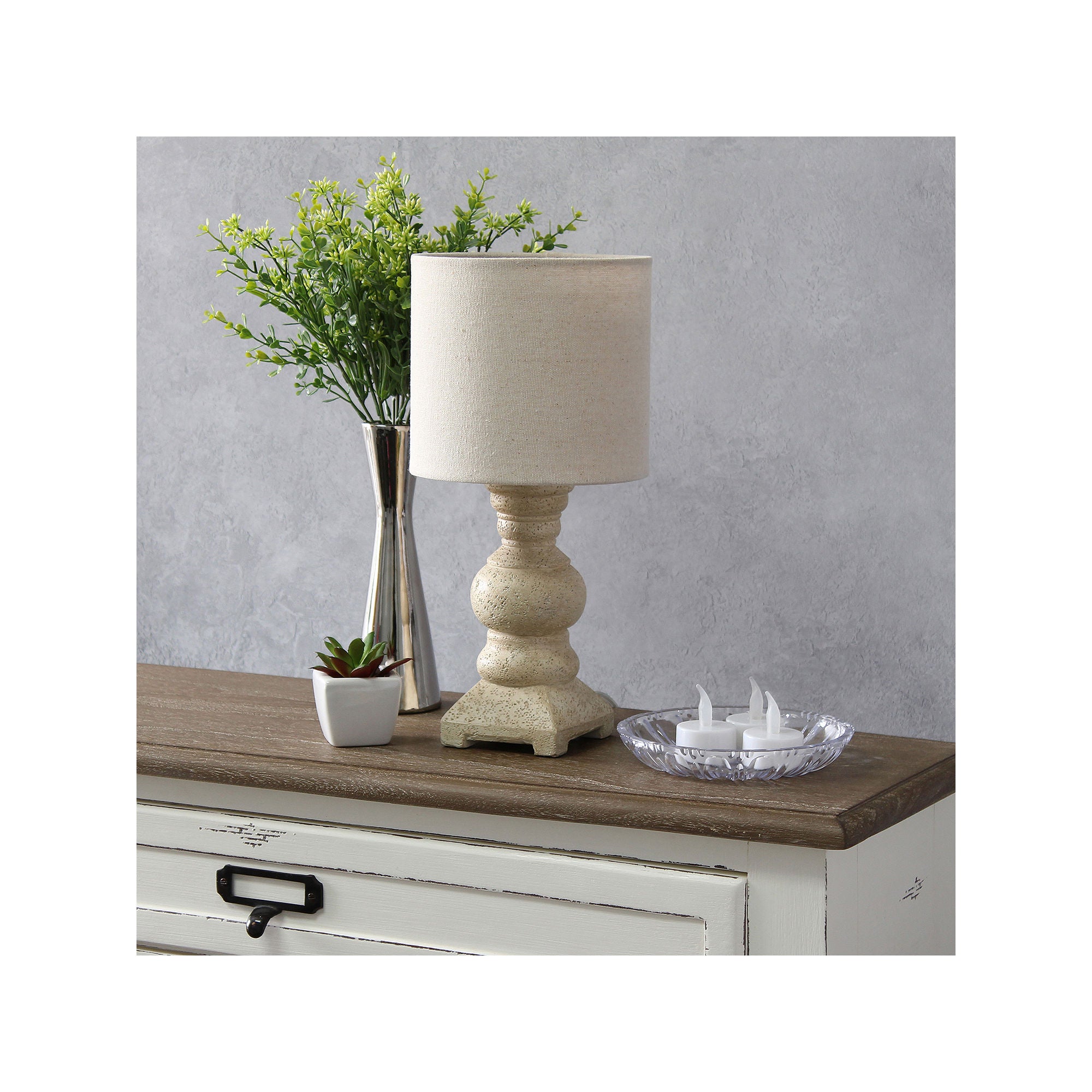 All The Rages Lalia Home Distressed Base Mini Polyresin Table Lamp LHT-5063-BG - WEATHERED BEIGE ONE SIZE