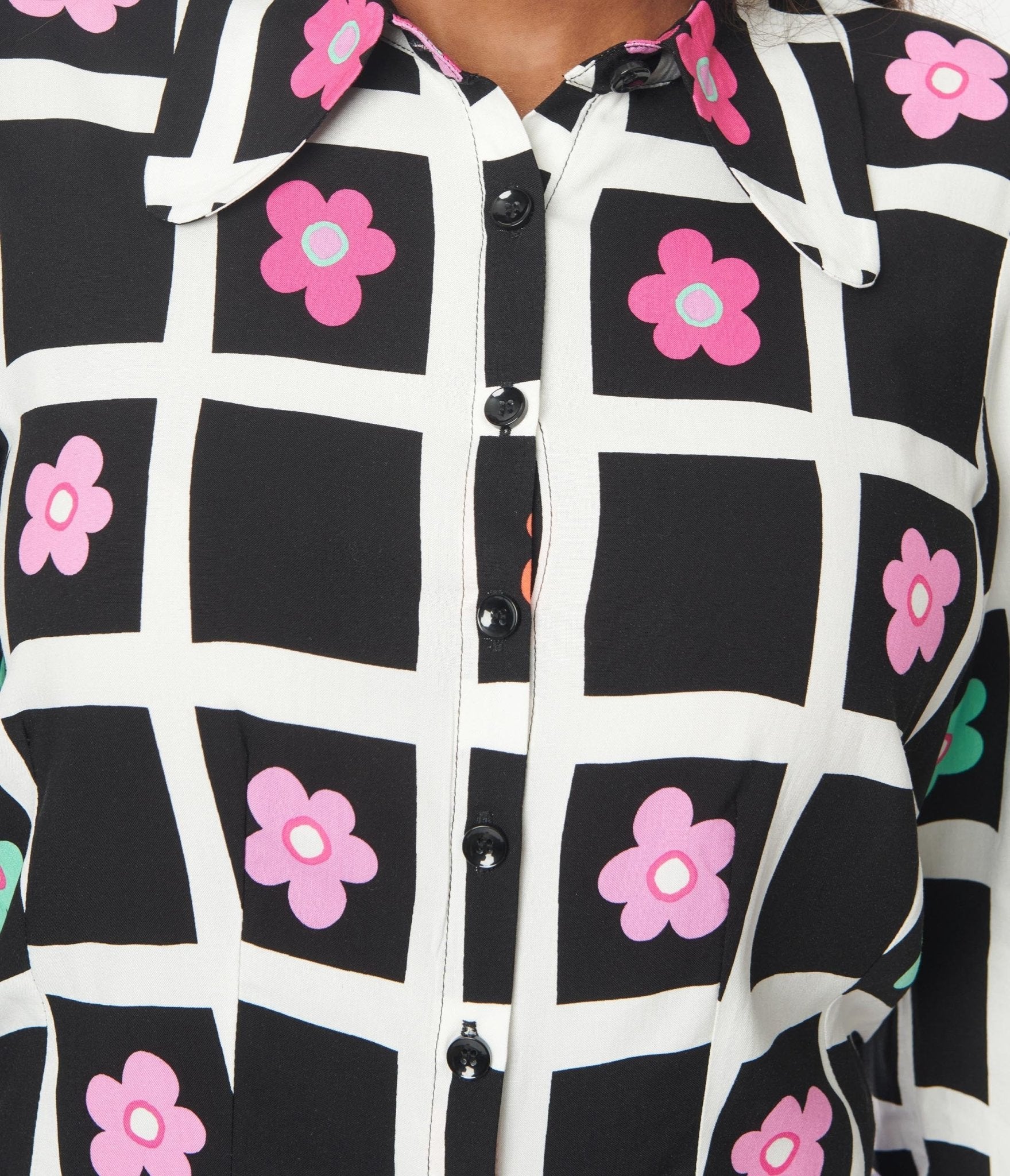 Hell Bunny Black & White Daisy Blouse