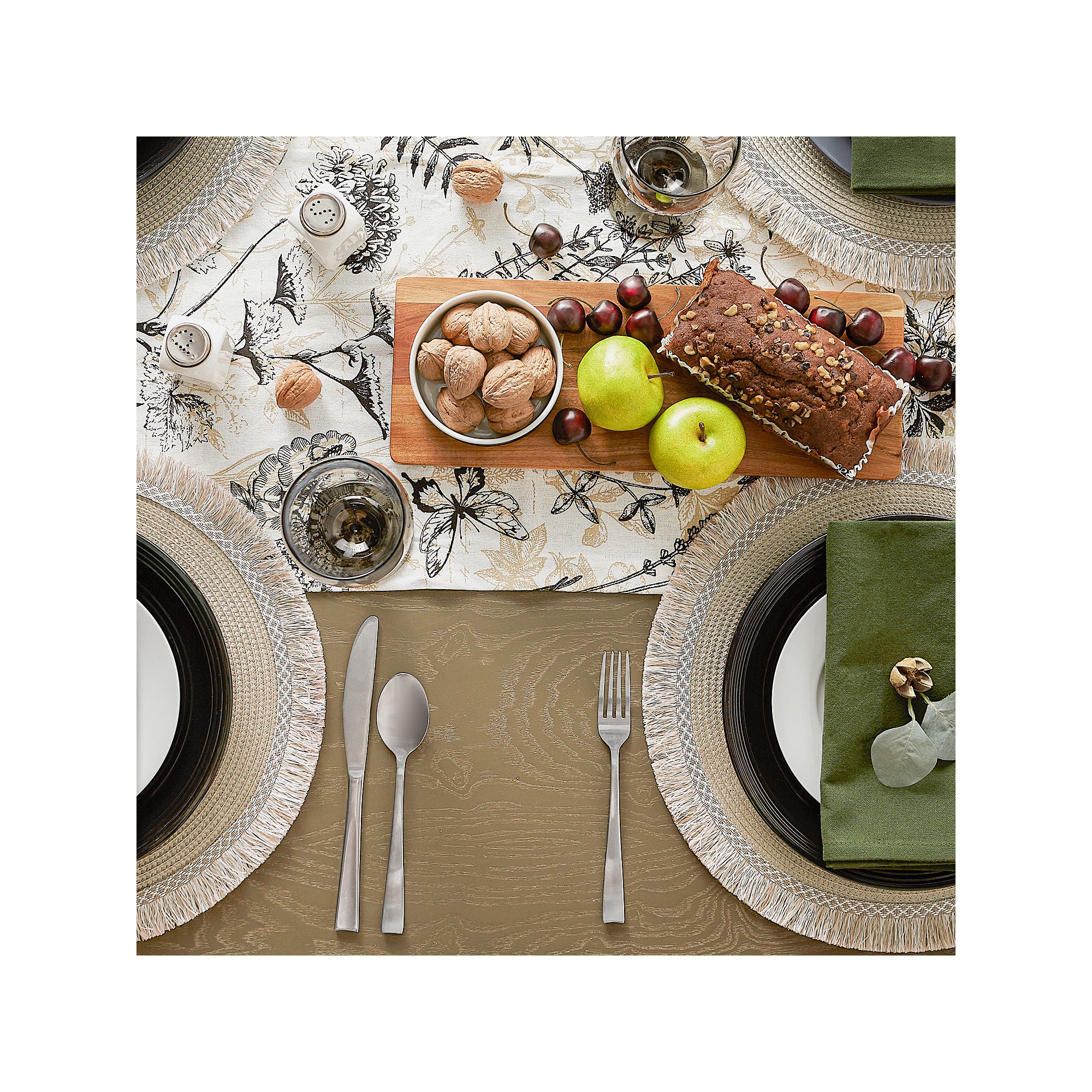 Design Imports Stone Round Fringed 6-Pc. Placemats - STONE ONE SIZE