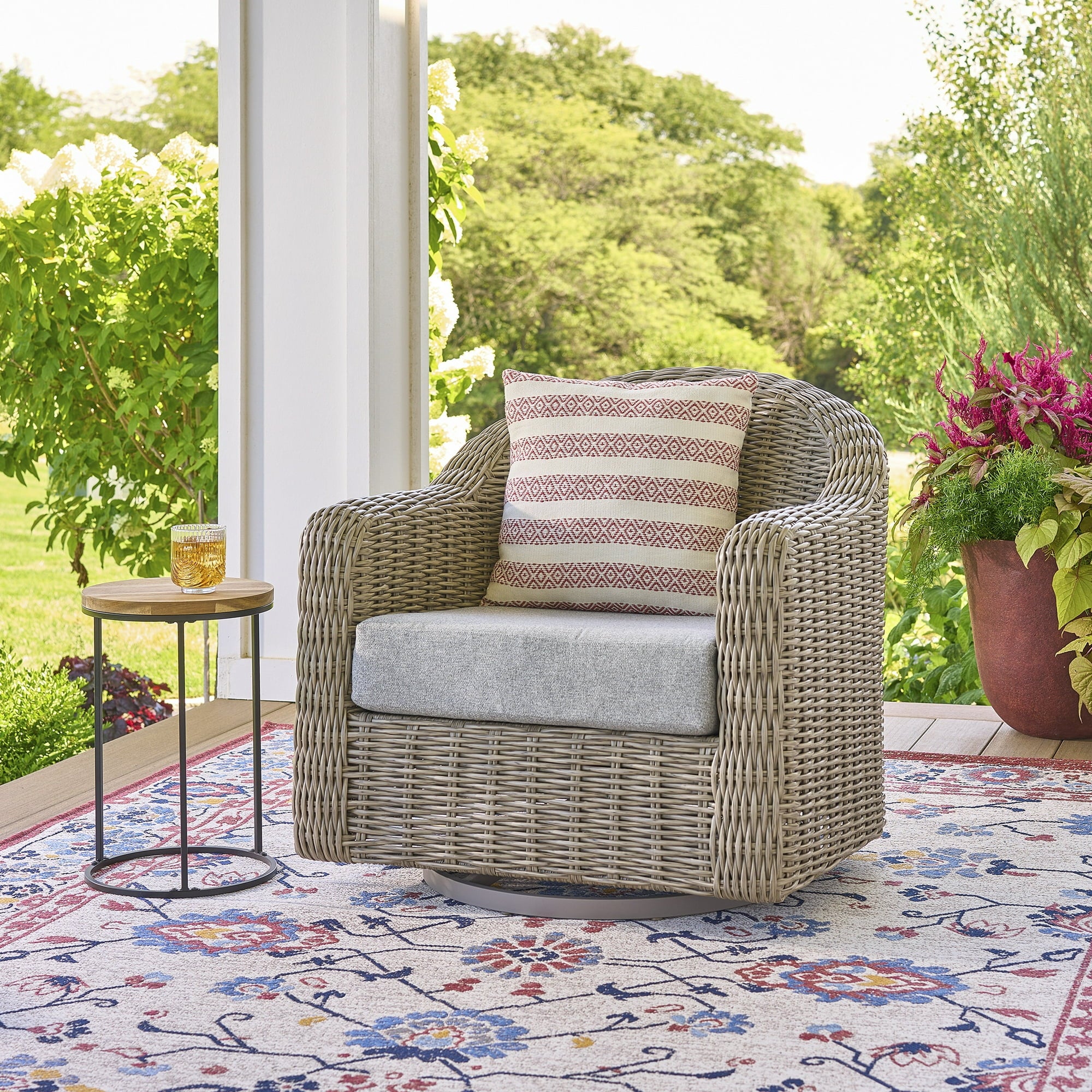 Better Homes & Gardens BH5608811816006 Bellamy Outdoor Wicker Barrel Back Chair, GrayBetter Homes & Gardens BH5608811816006 Bellamy Outdoor Wicker Barrel Back Chair, Gray