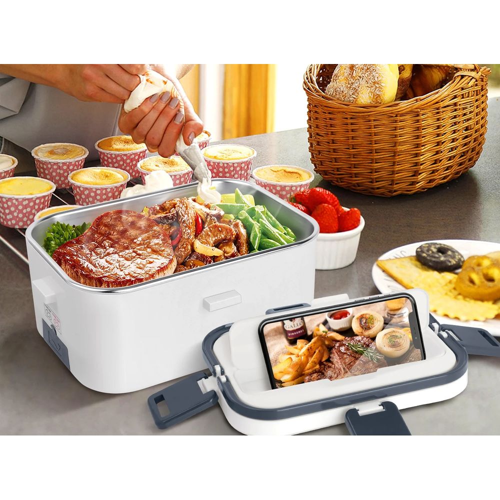 Livhil 60W Electric Lunch Box Food Heater, Grey+White