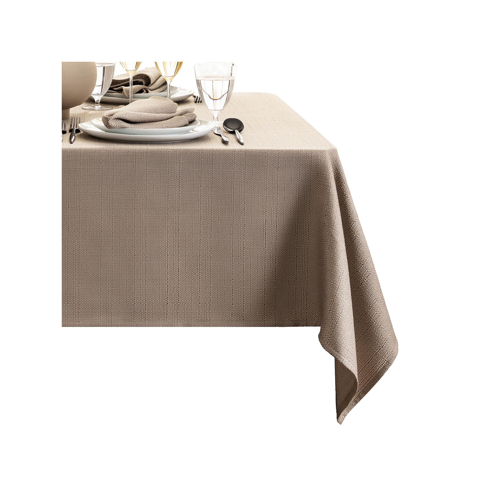 Elrene Home Fashions Water & Stain Resistant Laurel Tablecloth - TAUPE ONE SIZE