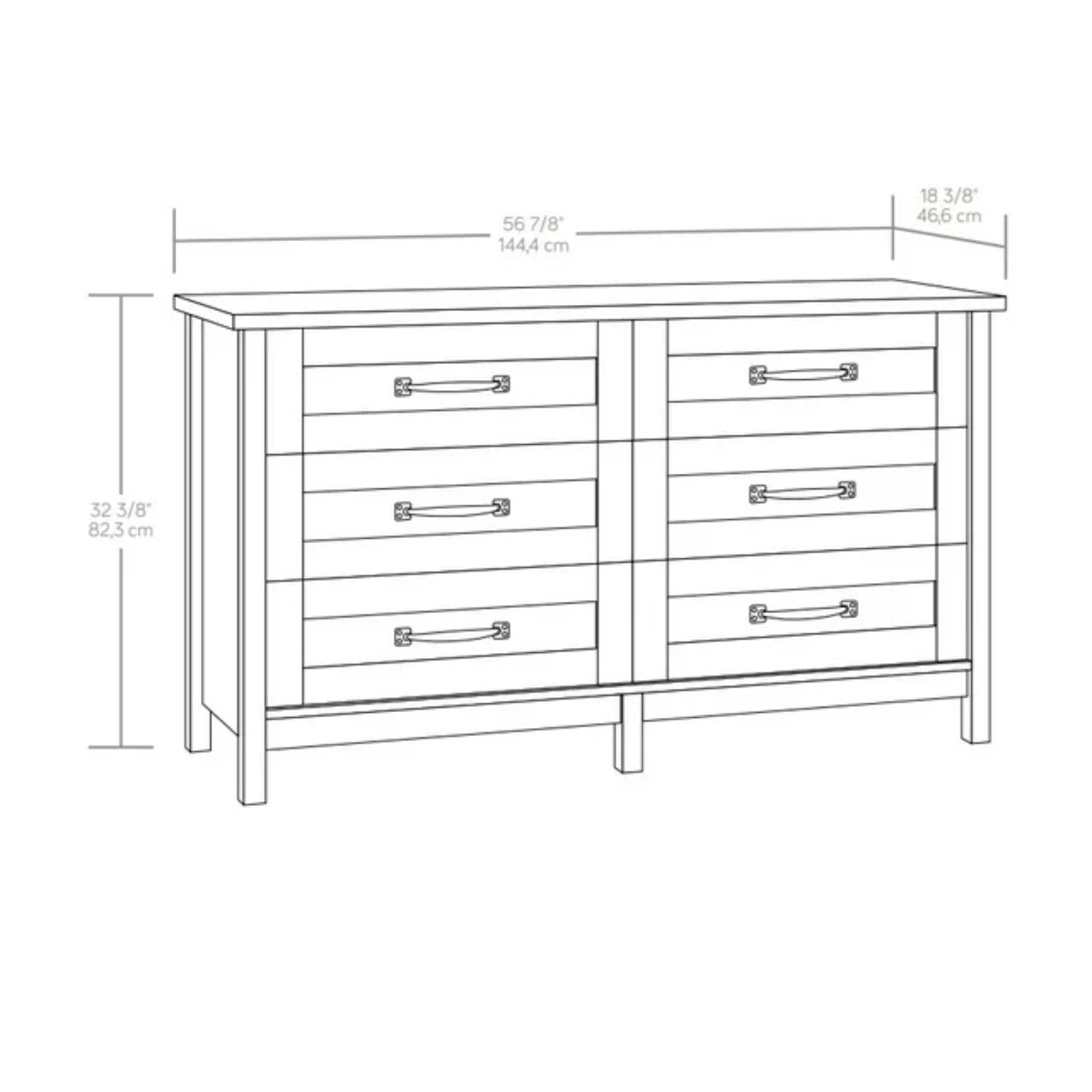 Better Homes & Gardens 441389 Modern Farmhouse 6-Drawer Dresser Alabaster and Light Honey Finish