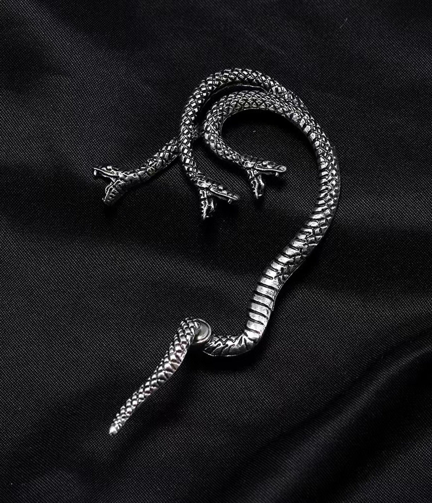 Silver Three Headed Snake Ear Cuff