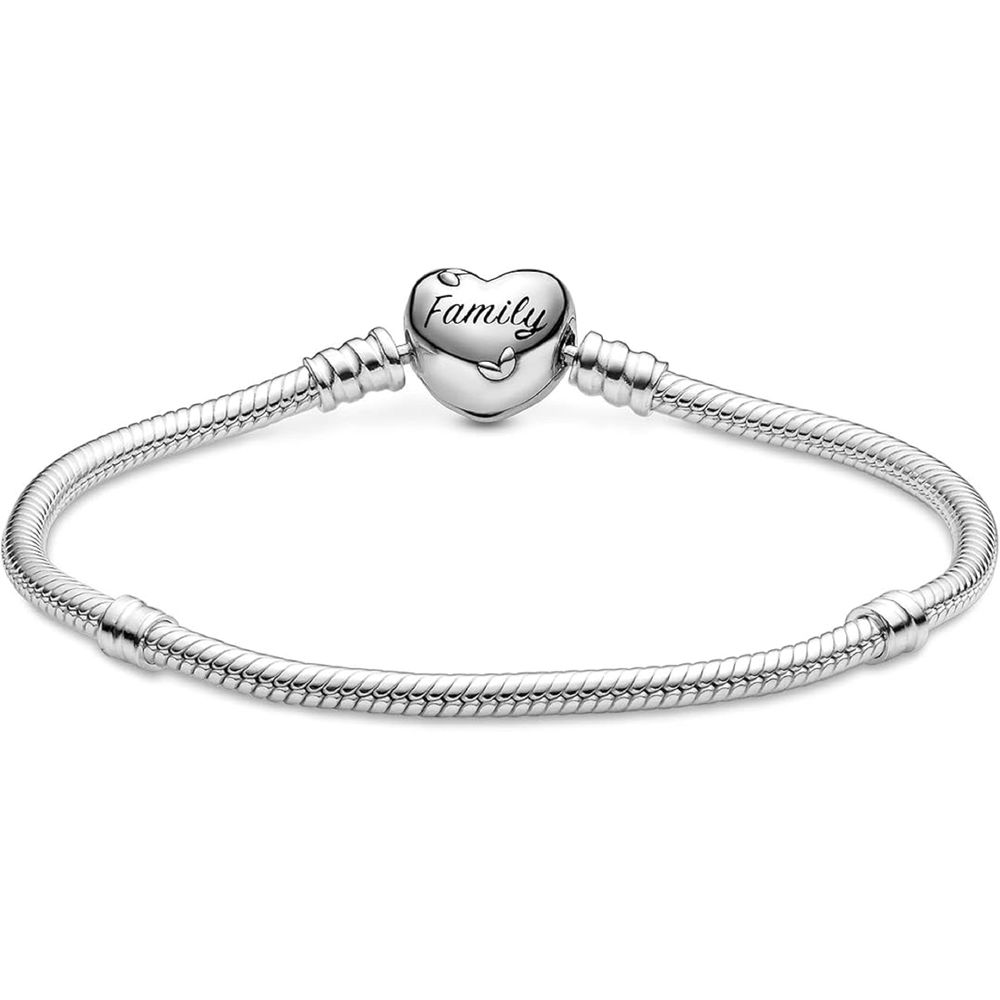 PANDORA Moments Family Tree Heart Clasp Snake Chain Bracelet