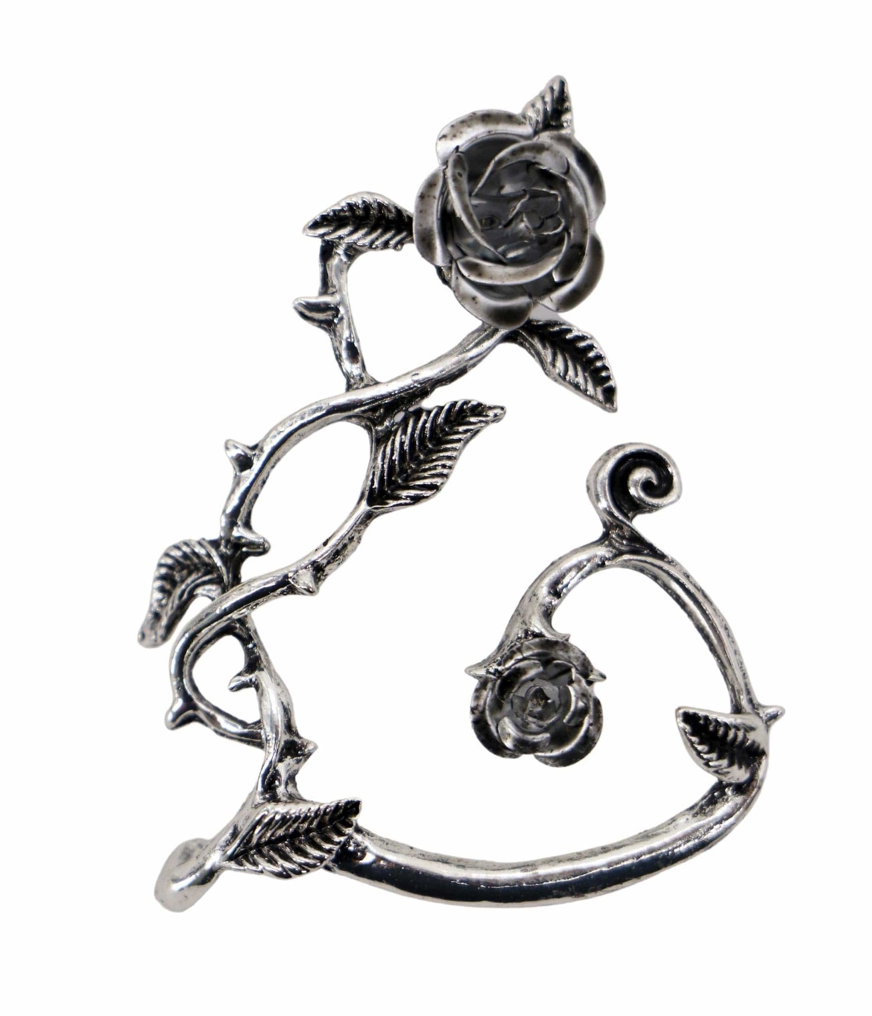 Silver Rose Thorn Ear Cuff