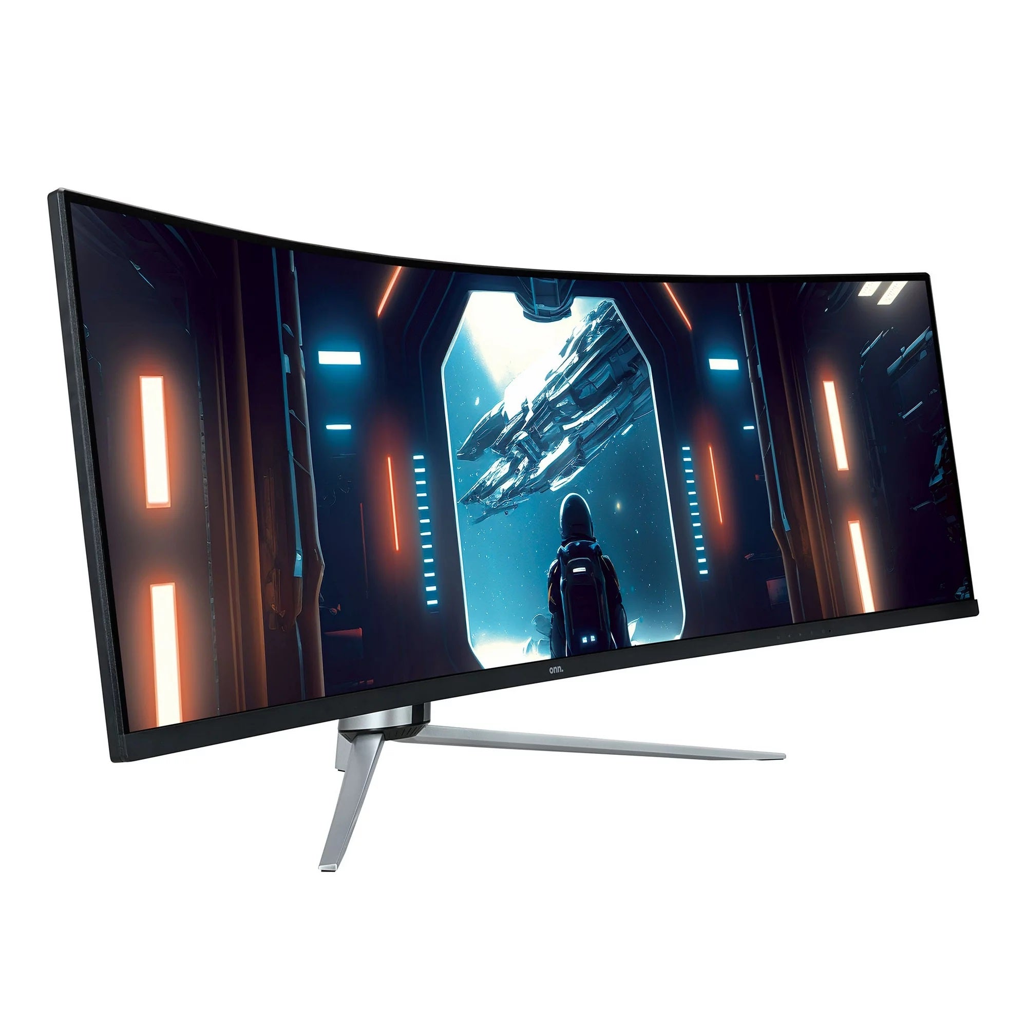 onn. 100133225 49 Curved Dual FHD 144Hz 1ms Gaming Monitor with Cables, Black