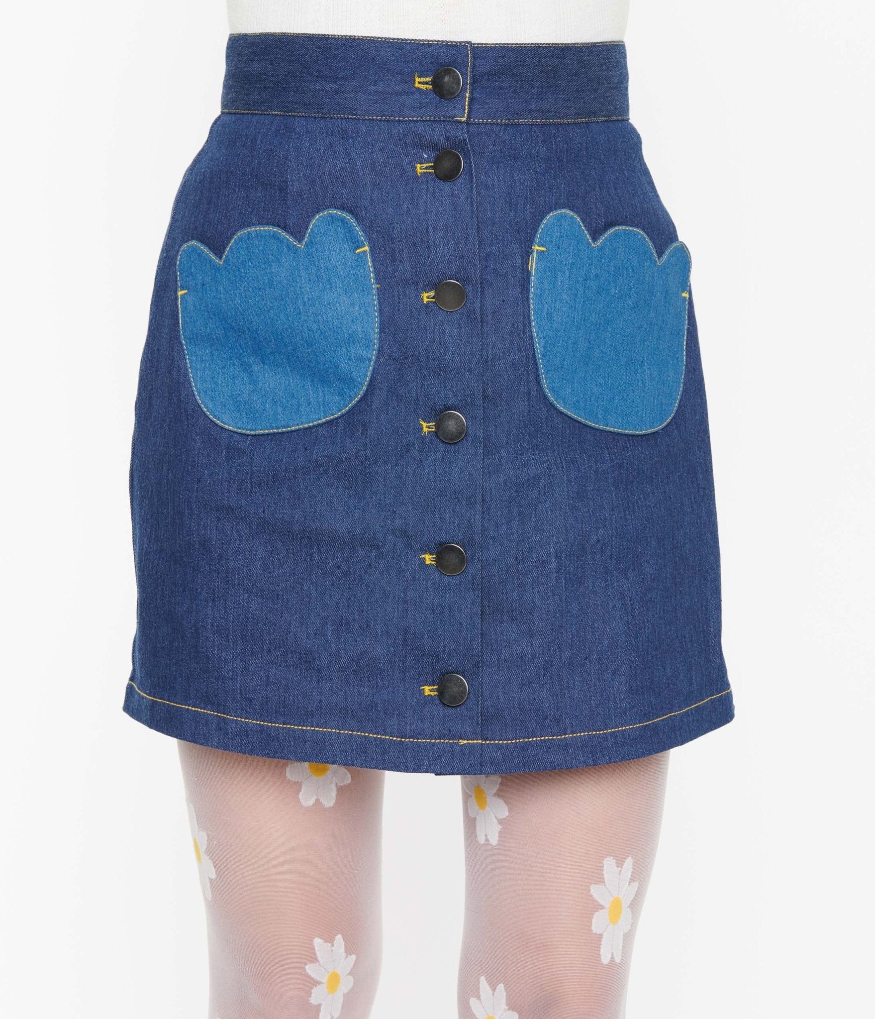 Smak Parlour Dark Denim Tulip Match Game Mini Skirt