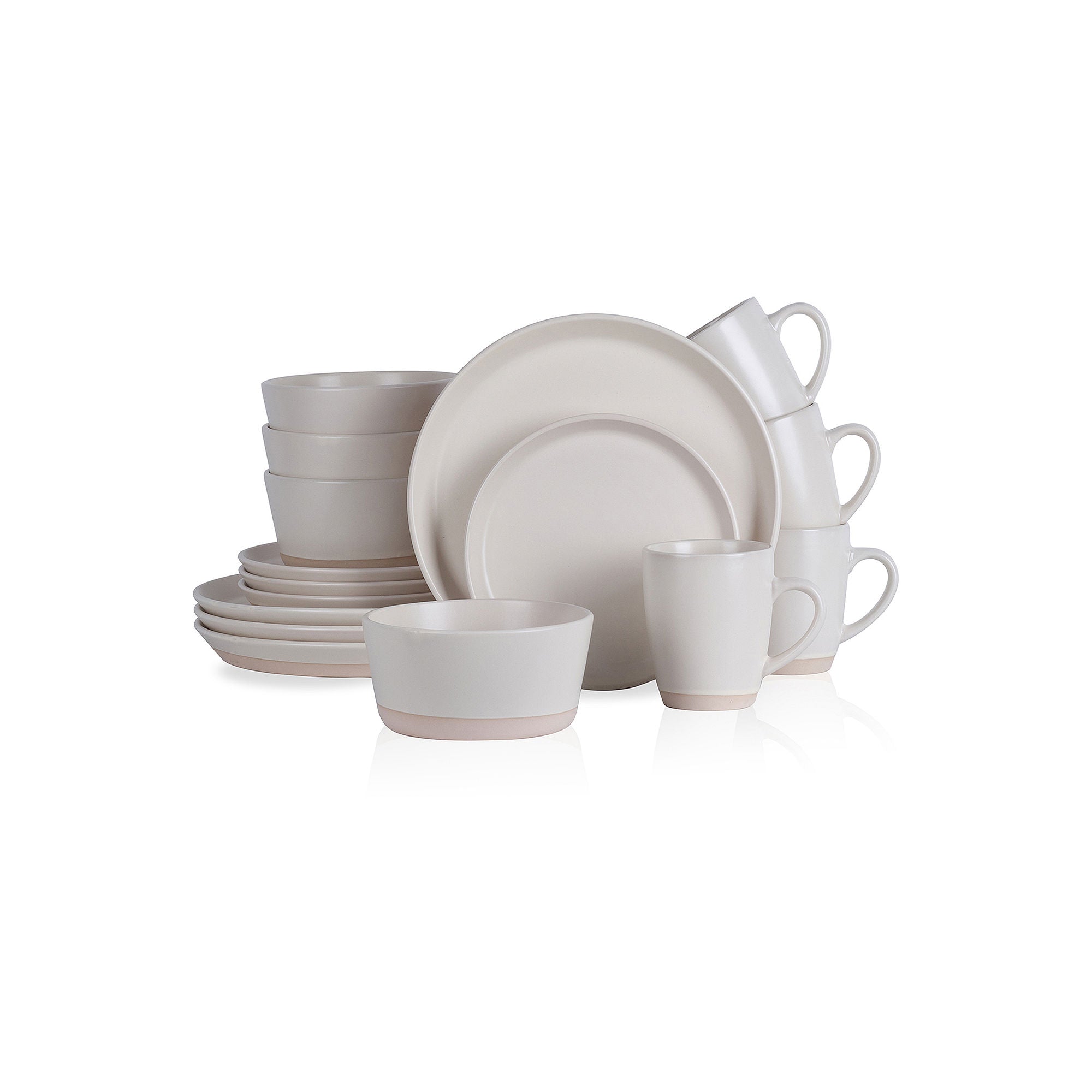 Stone + Lain Jules Stoneware Collection Dinnerware Set, 16-Piece Service for 4, White