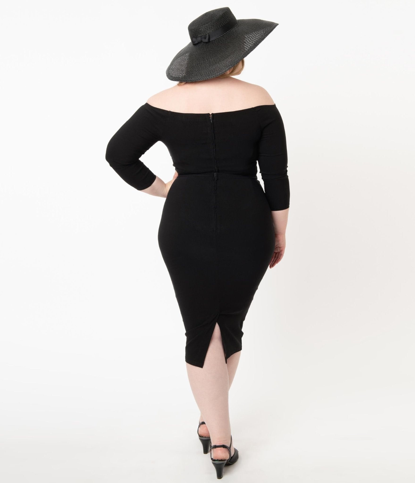 Unique Vintage Plus Size Black Shailene Pencil Dress