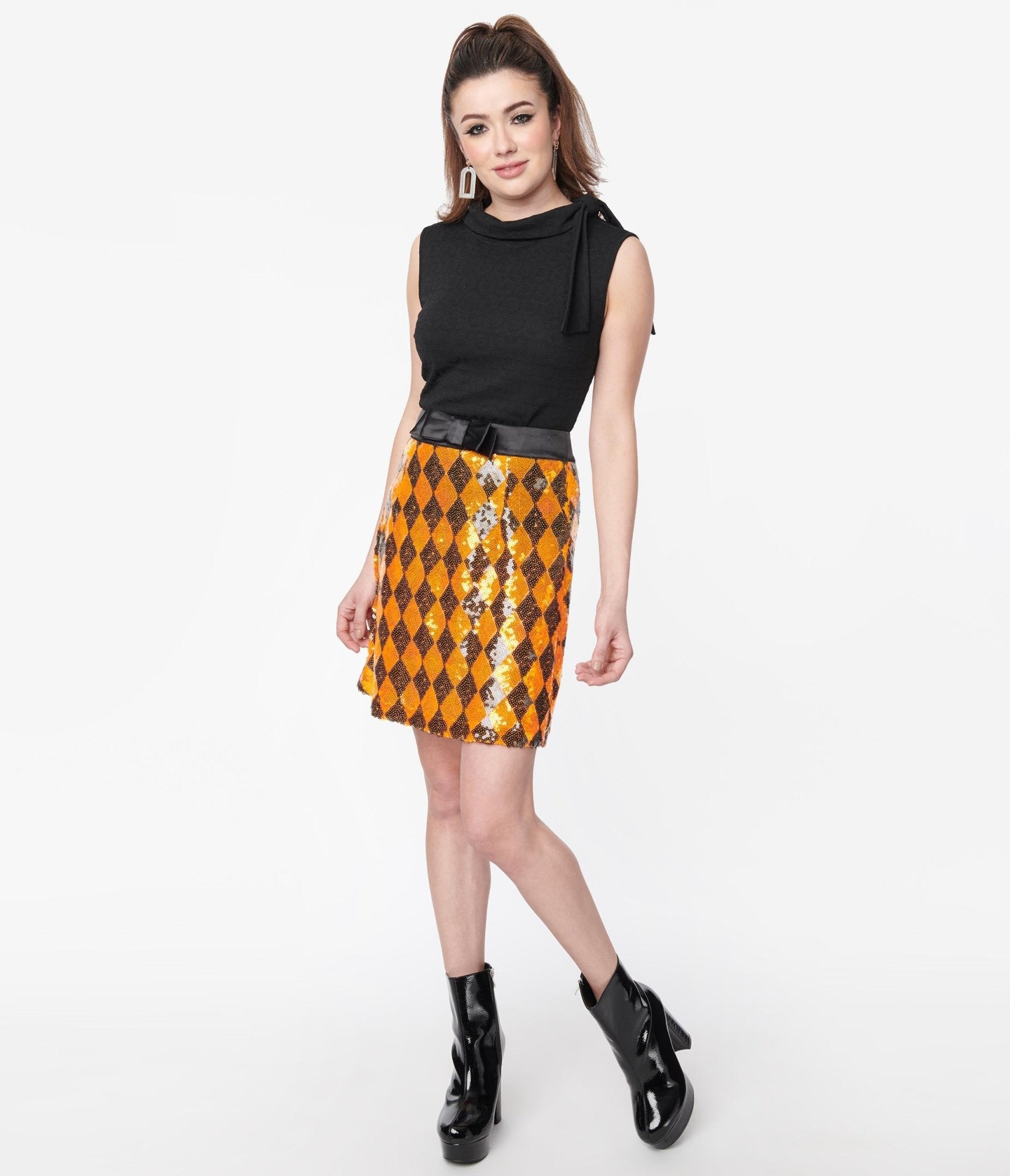 Smak Parlour Orange Sequin Mod Skirt