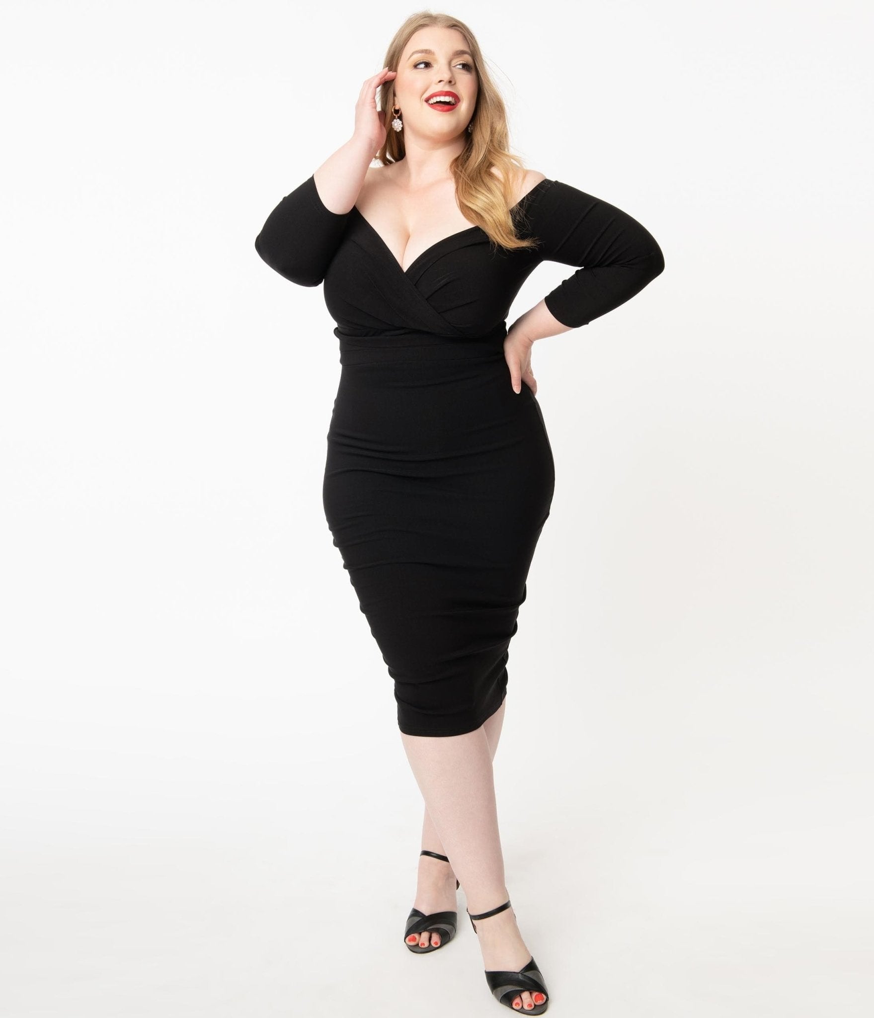 Unique Vintage Plus Size Black Shailene Pencil Dress