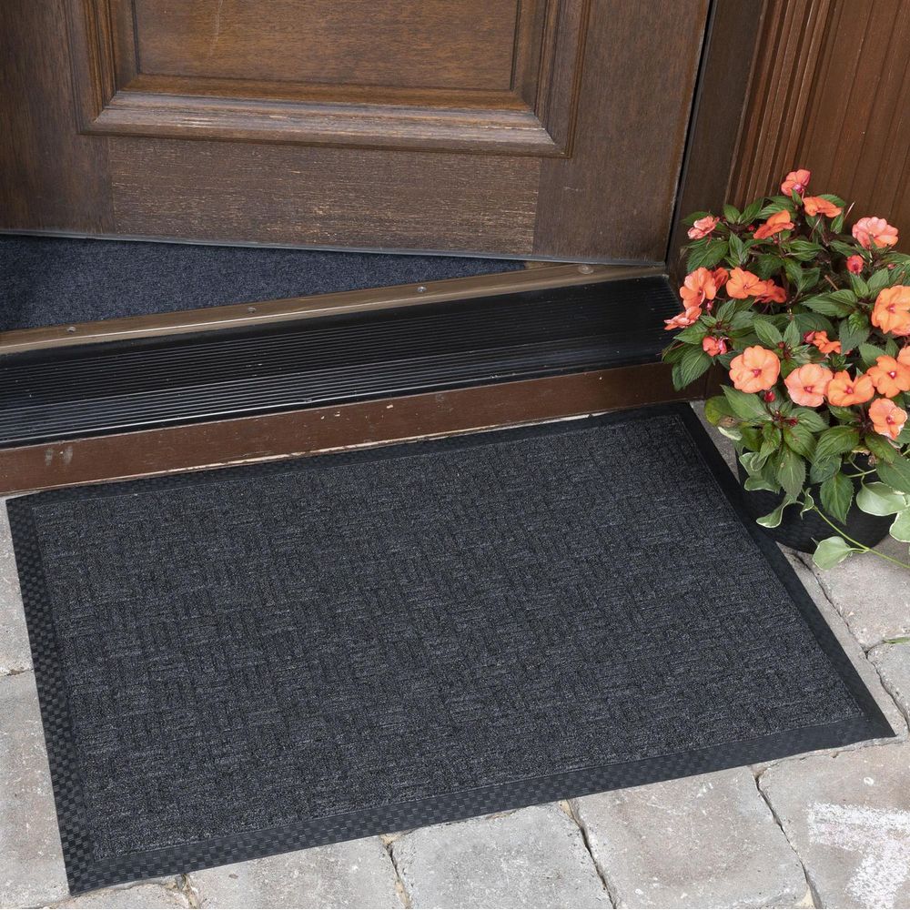 Ottomanson RDM9214-18X30 Non-Slip Rubber Door Mat, Size: 18 x 30, Charcoal