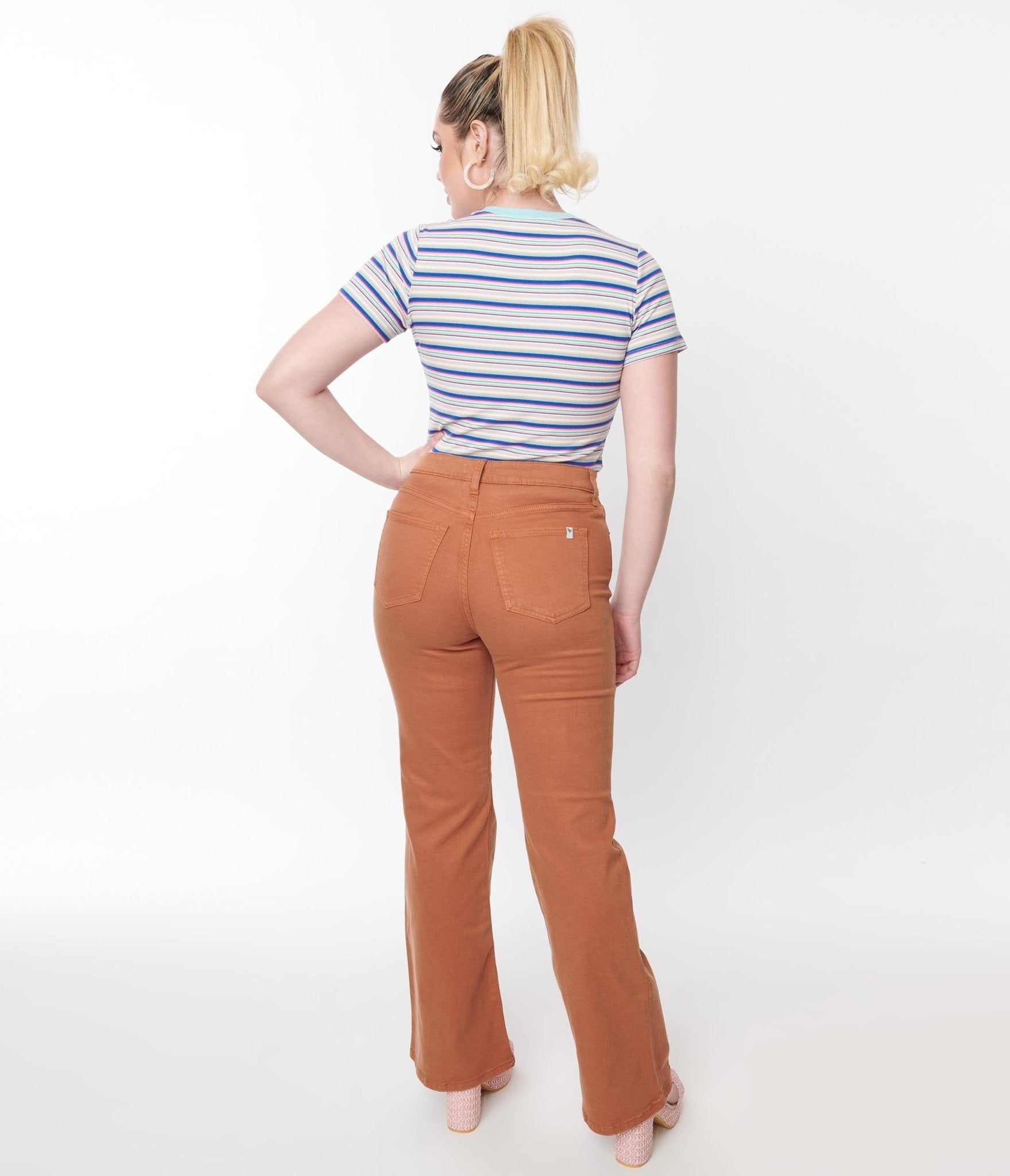 1970s Rust Orange Classic Bootcut Jeans