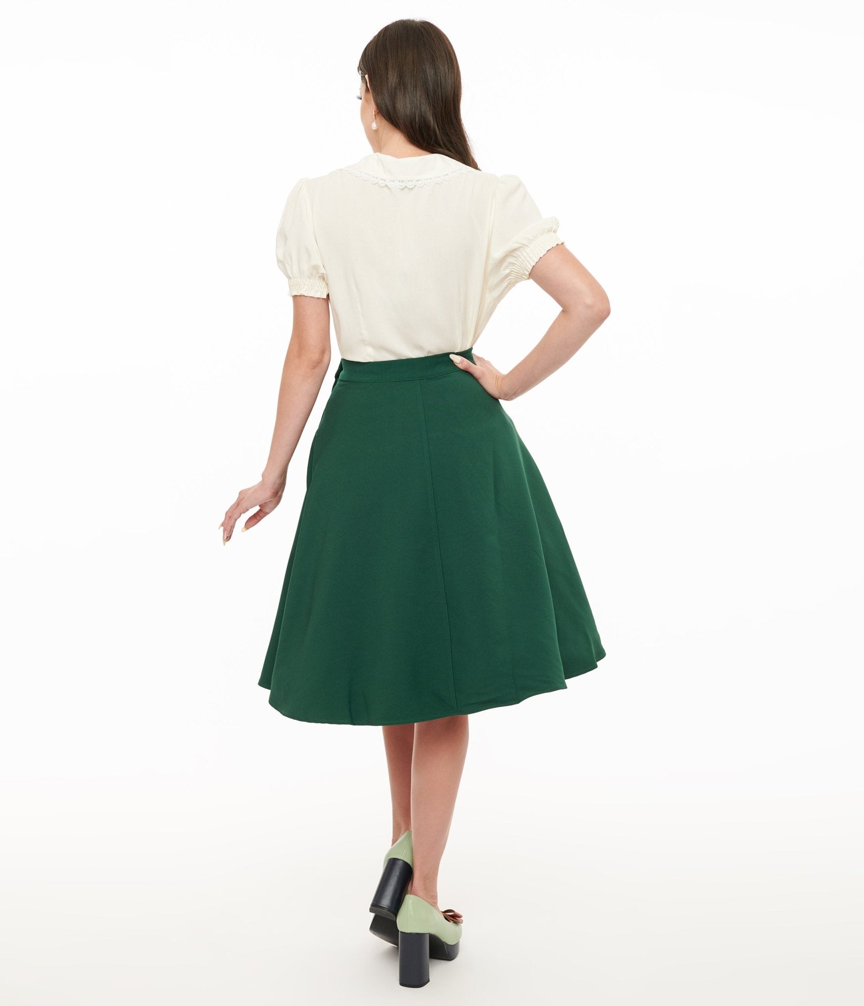 Hell Bunny 1950s Green Ravenwood Swing Skirt