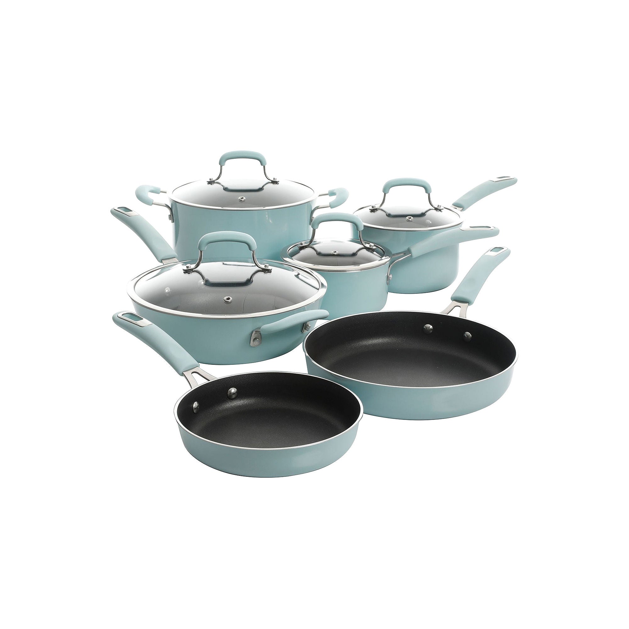 Kenmore Elite 126369.10 Andover 10-Piece Aluminum Nonstick Cookware Set in Glacier