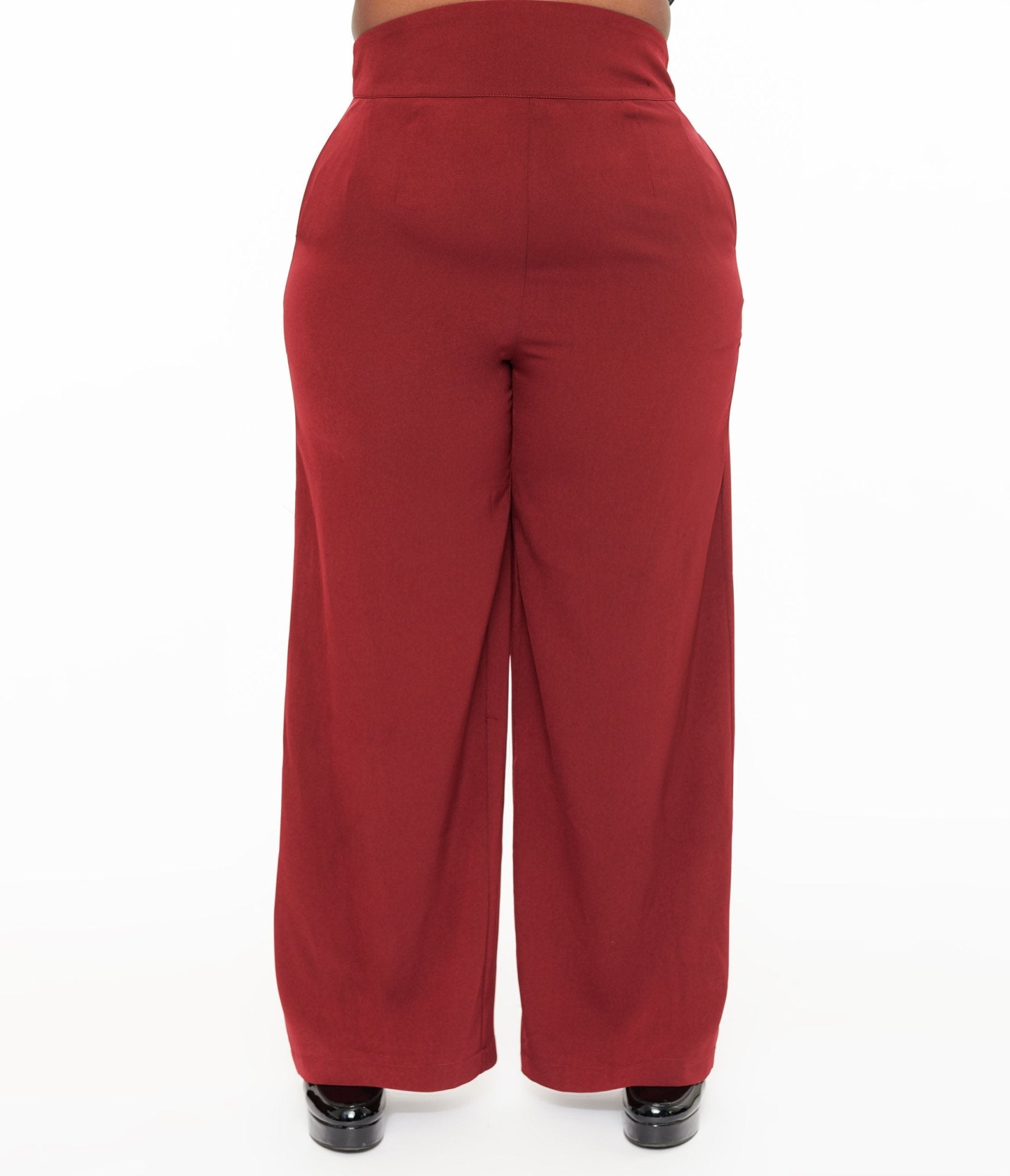 Unique Vintage Plus Size 1940s Merlot High Waist Pants