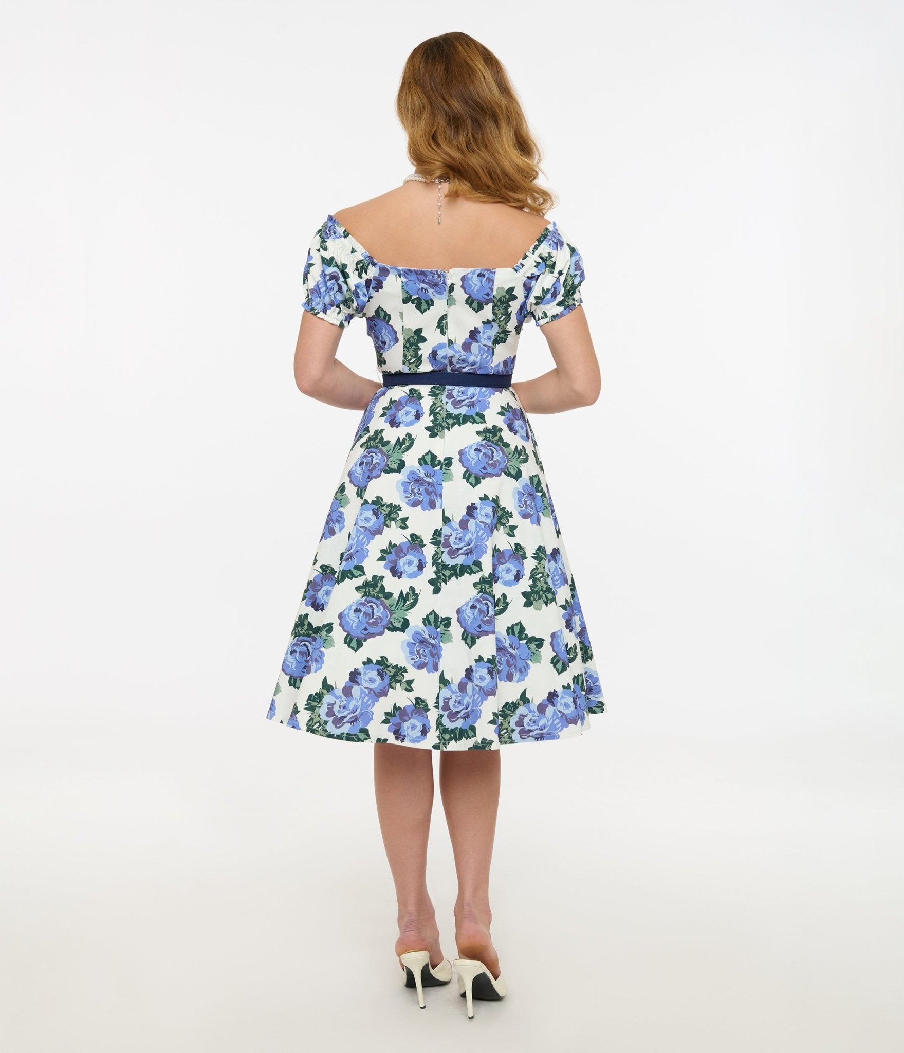 Unique Vintage 1960s Blue Winter Floral Ohara Swing Dress