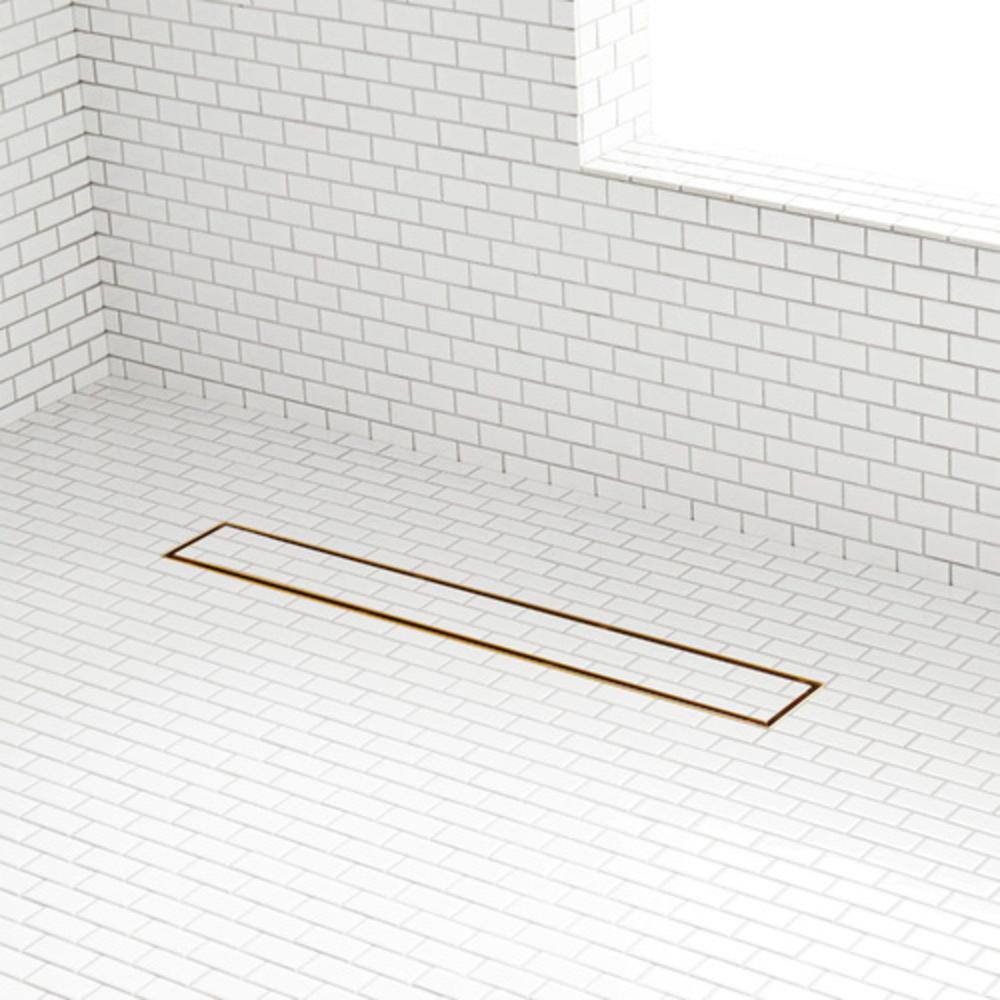 SS Rectangular Shower Drain-60*3.35*2.91* 2d-T01 pattern-Polished Brass finish