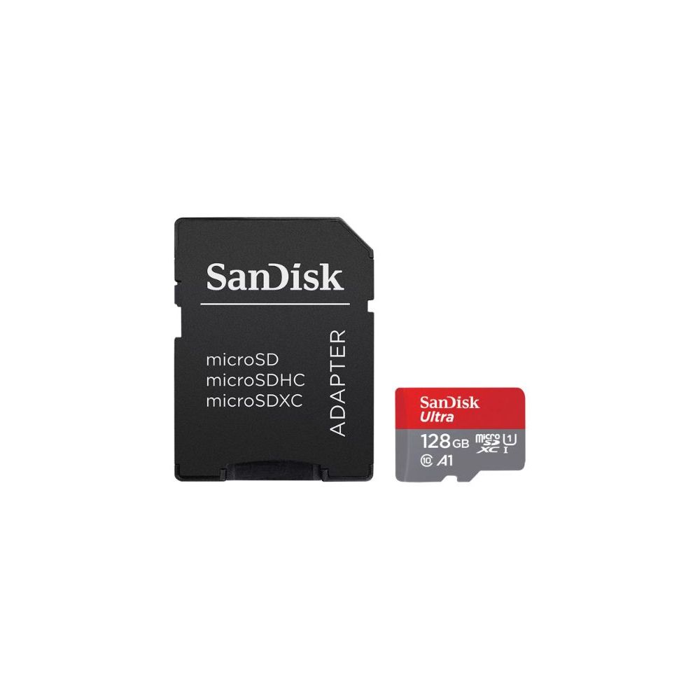 SanDisk SDSQUA4128GAULM Ultra microSDXC 128GB UHS-1 Memory Card with Adapter - 120MB/s, C10, U1, Full HD, A1, Micro SD Card