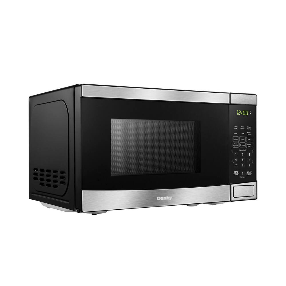 Danby DBMW0721BBS 700W 0.7 Cubic Feet Convenient Stainless Steel Countertop Microwave, Black