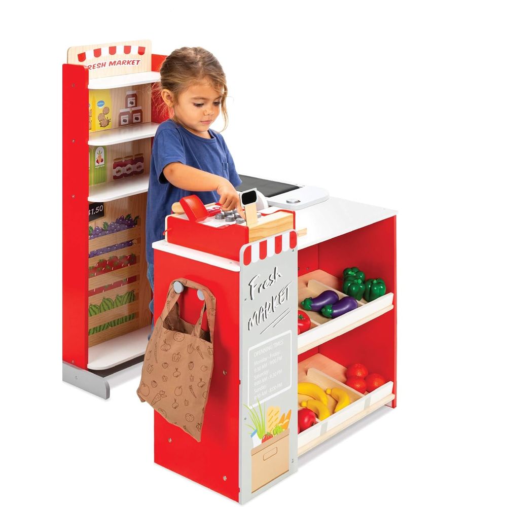 Best Choice Products SKY5966 Pretend Play Grocery Store Wooden Supermarket Toy Set