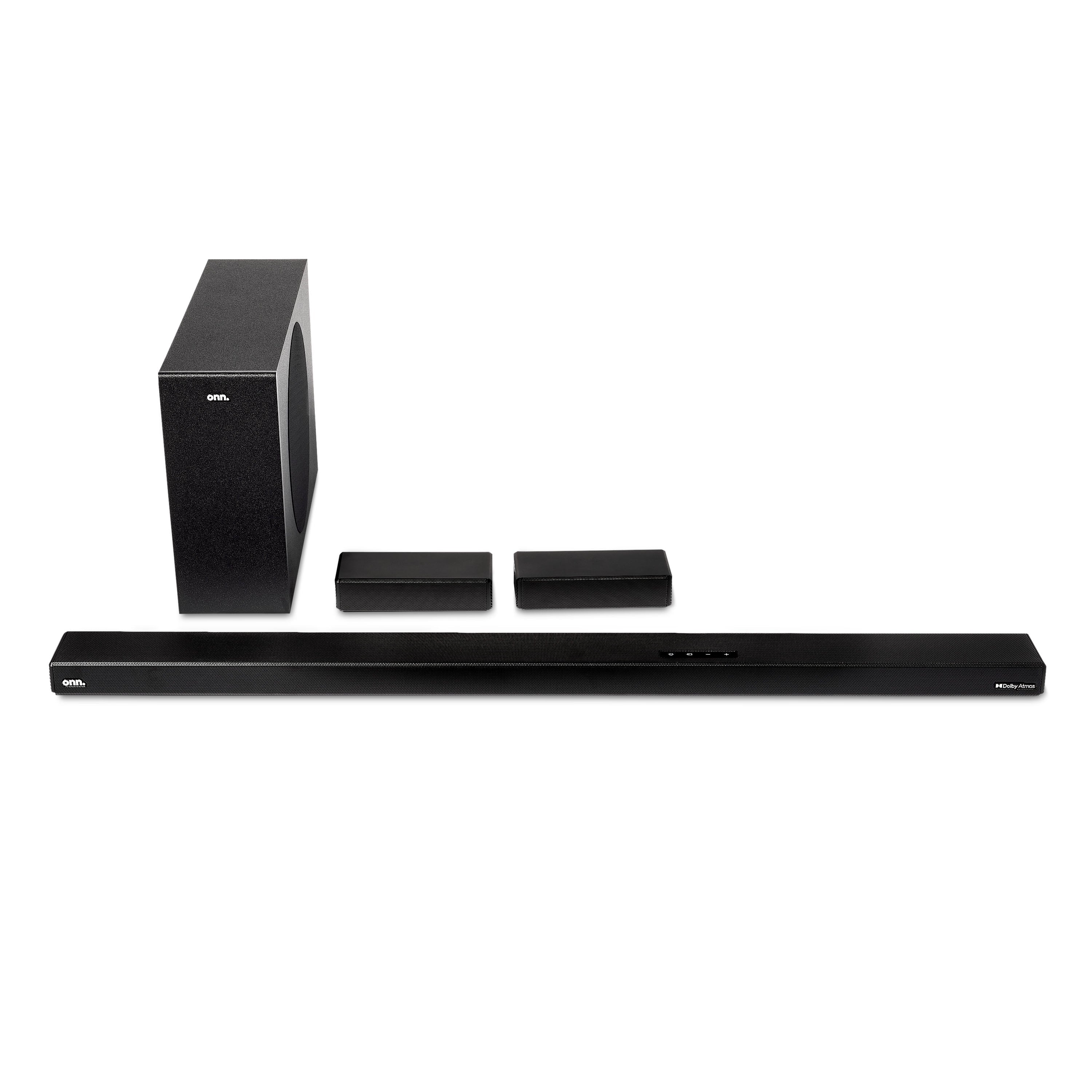 onn. 100135498 5.1 Ultra-Slim Surround Soundbar System with Dolby Atmos, Black, 36