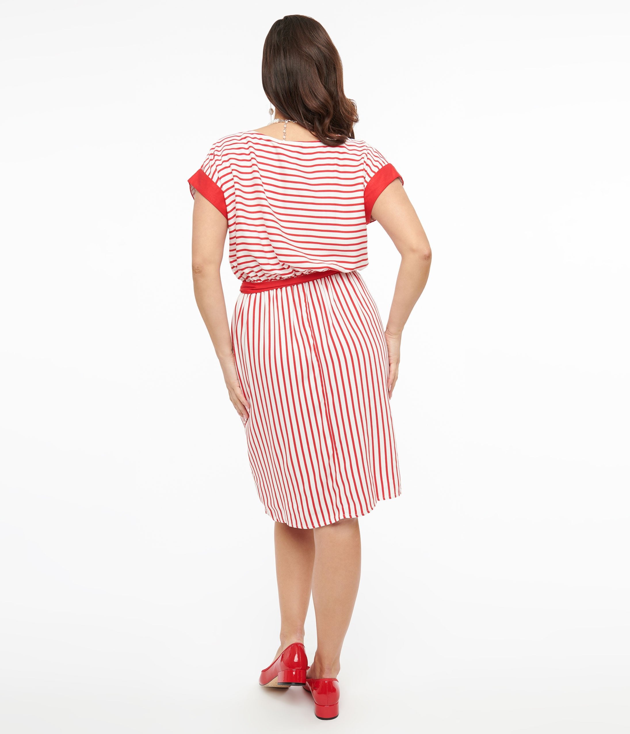 Hell Bunny 1940s Red & White Stripe Ahoy Dress