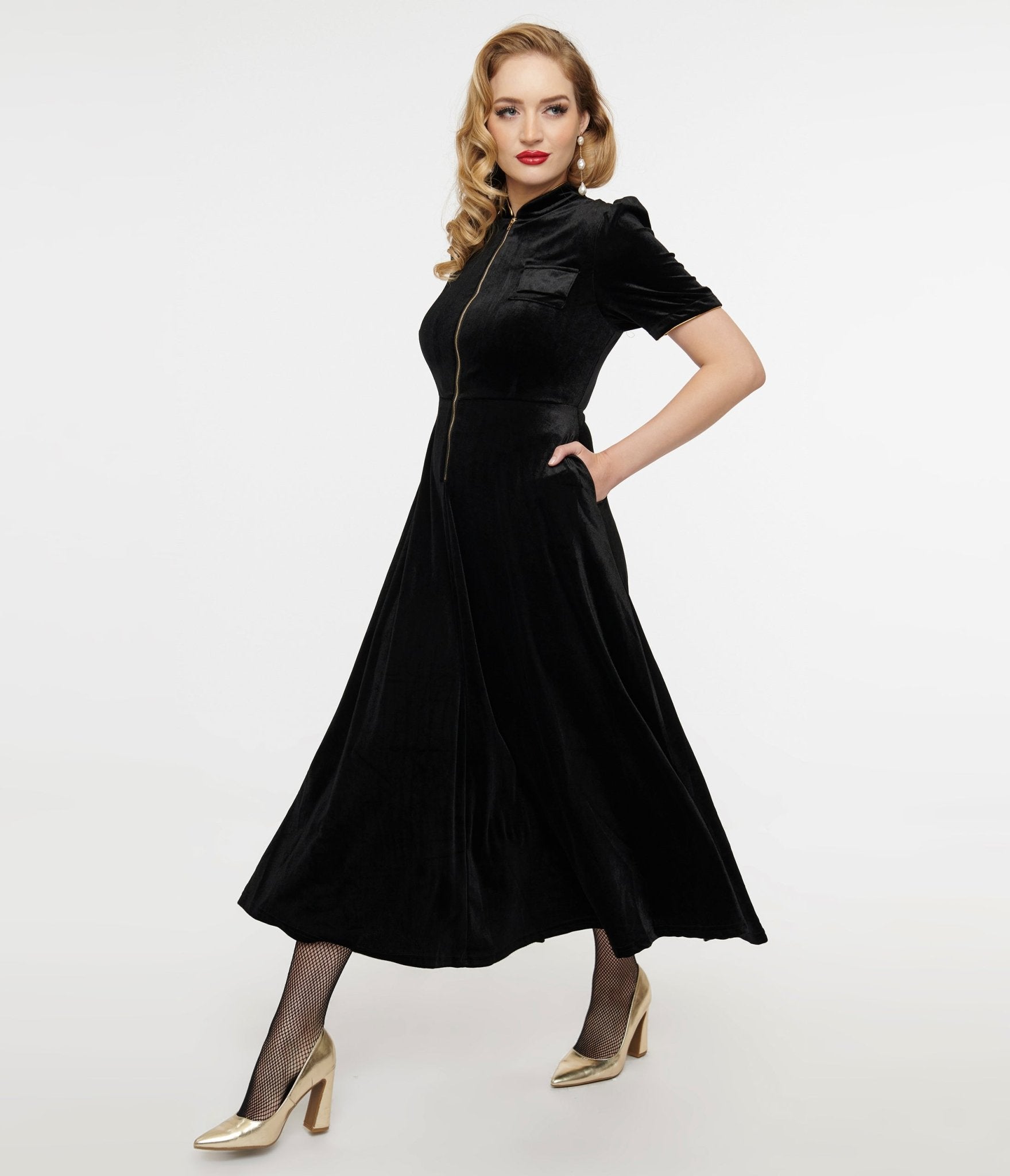 Audrey K Black Velvet Taboo Maxi Dress