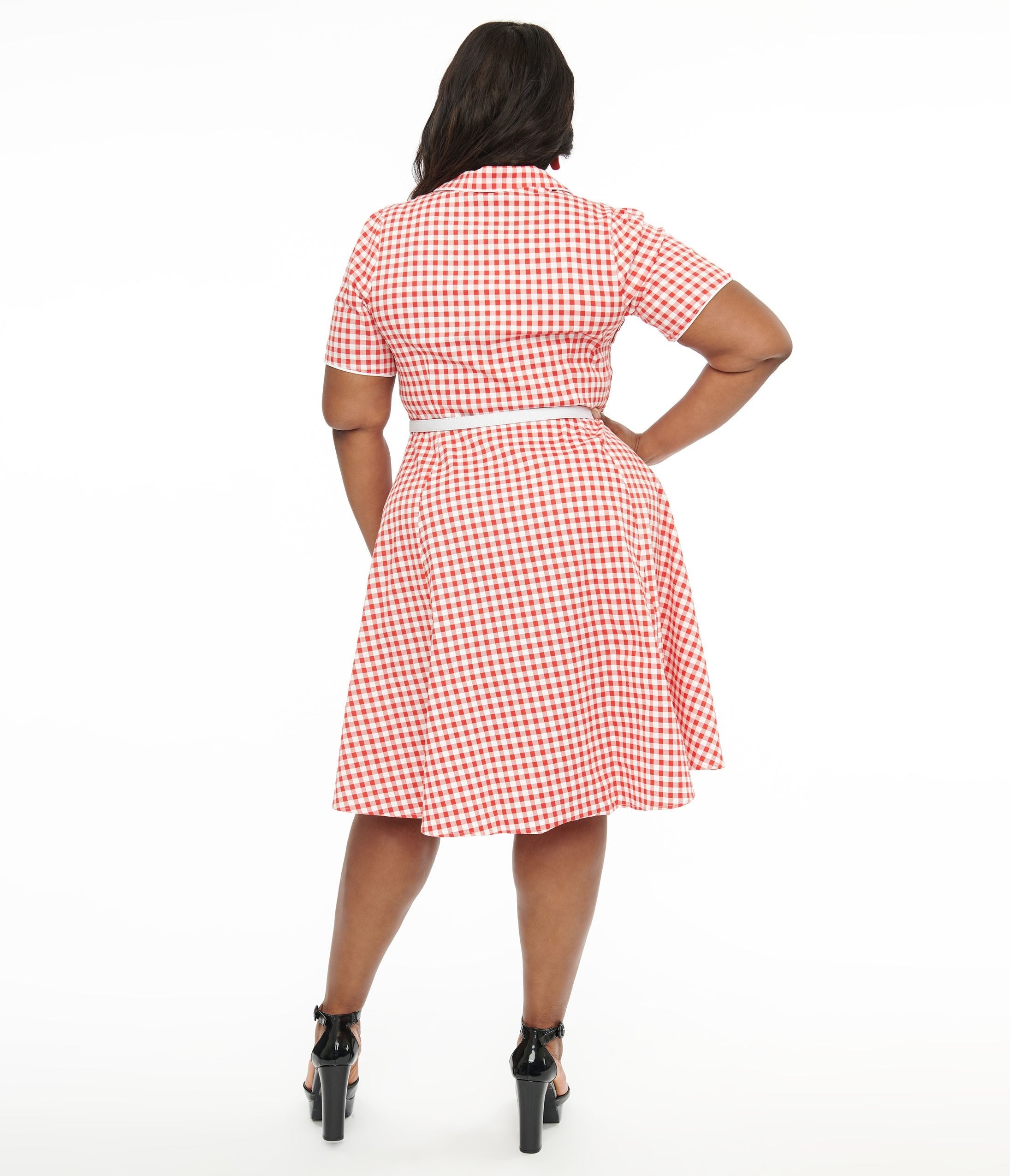 Dolly & Dotty 1950s Red Gingham Penelope Rockabilly Swing Shirt Dress