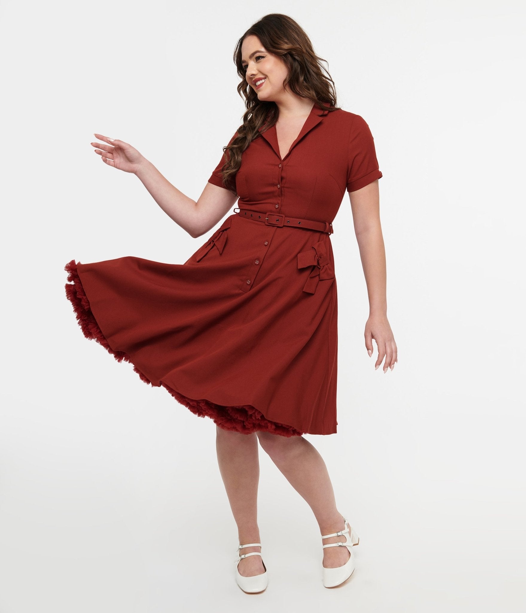 Voodoo Vixen 1950s Burgundy Bow Fit & Flare Dress