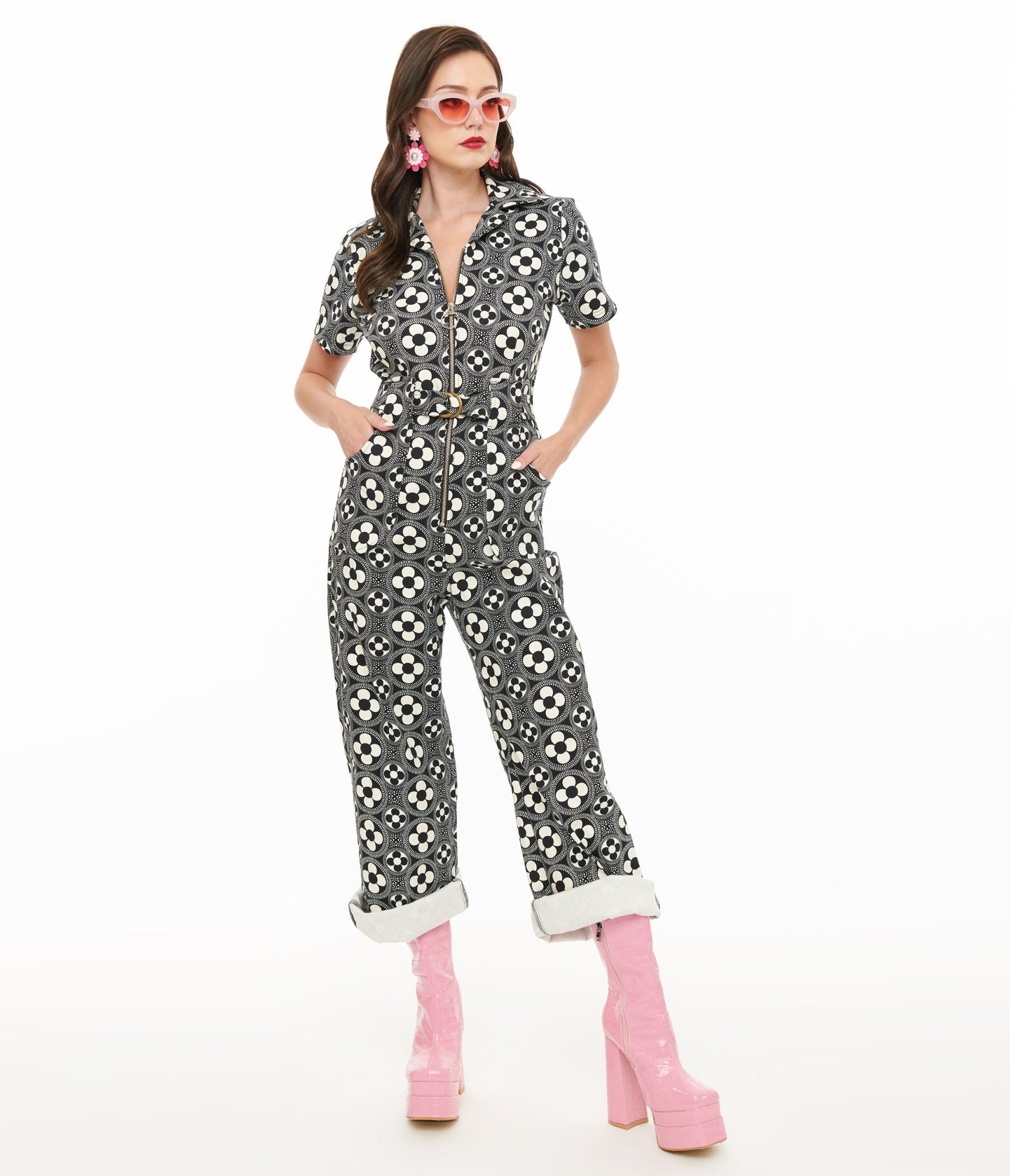 Miracle Eye Black & White Floral Jumpsuit