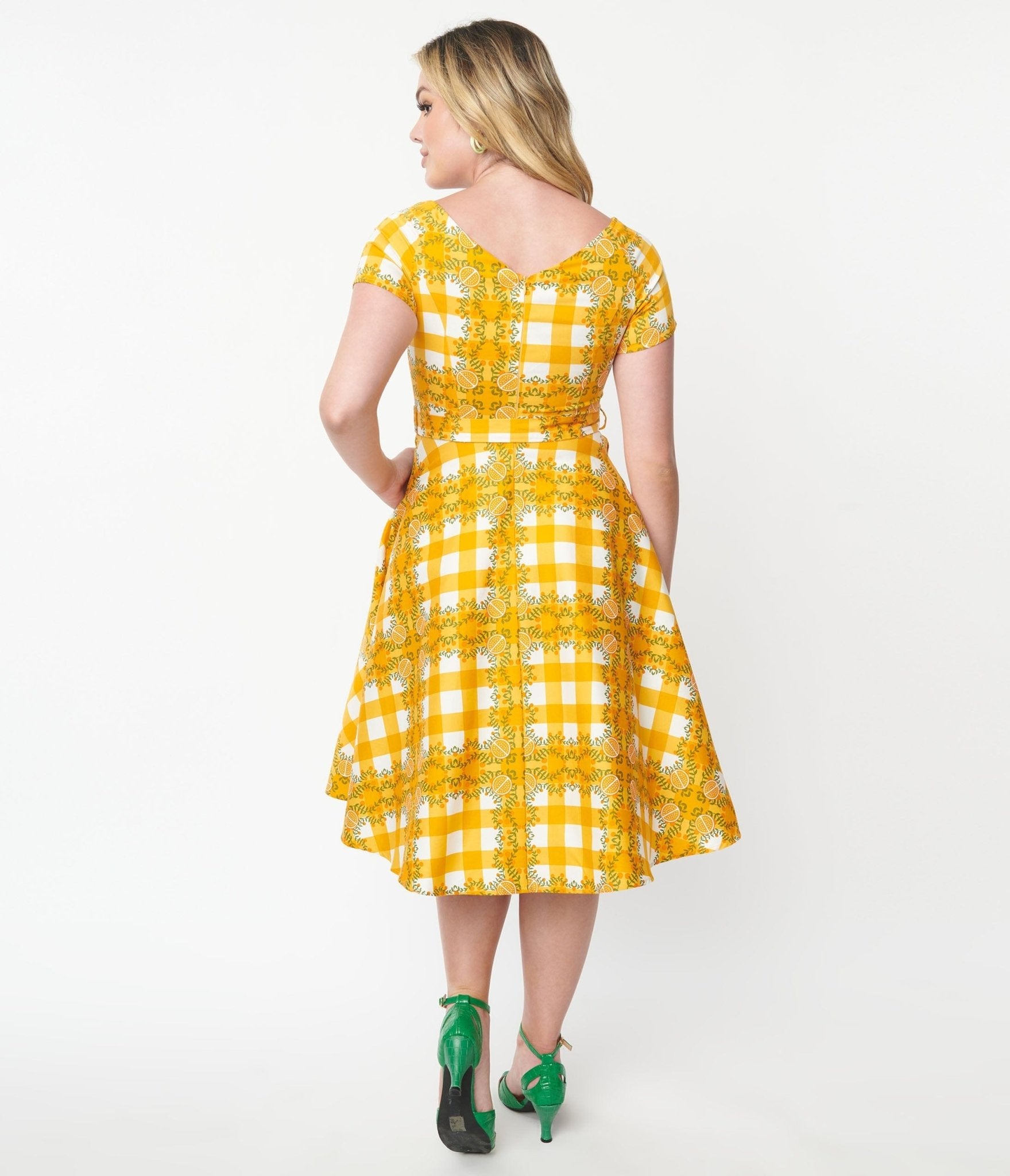 Orange Tree Gingham Swing Dress