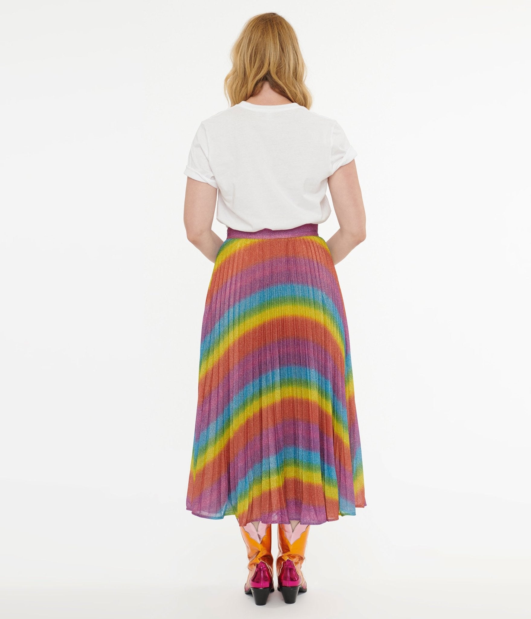 Metallic Rainbow Always Stand Out Midi Skirt