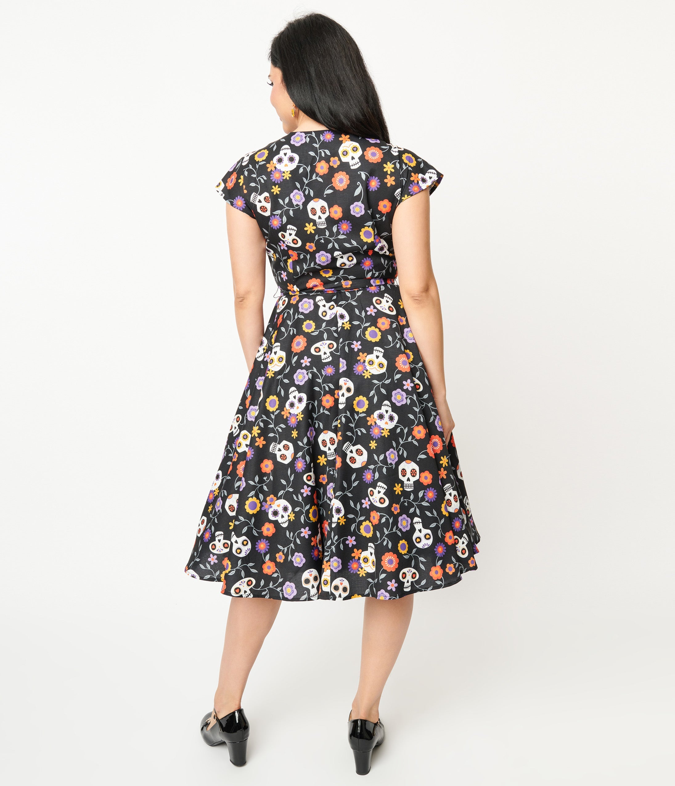 Unique Vintage Sugar Skulls Hedda Swing Dress