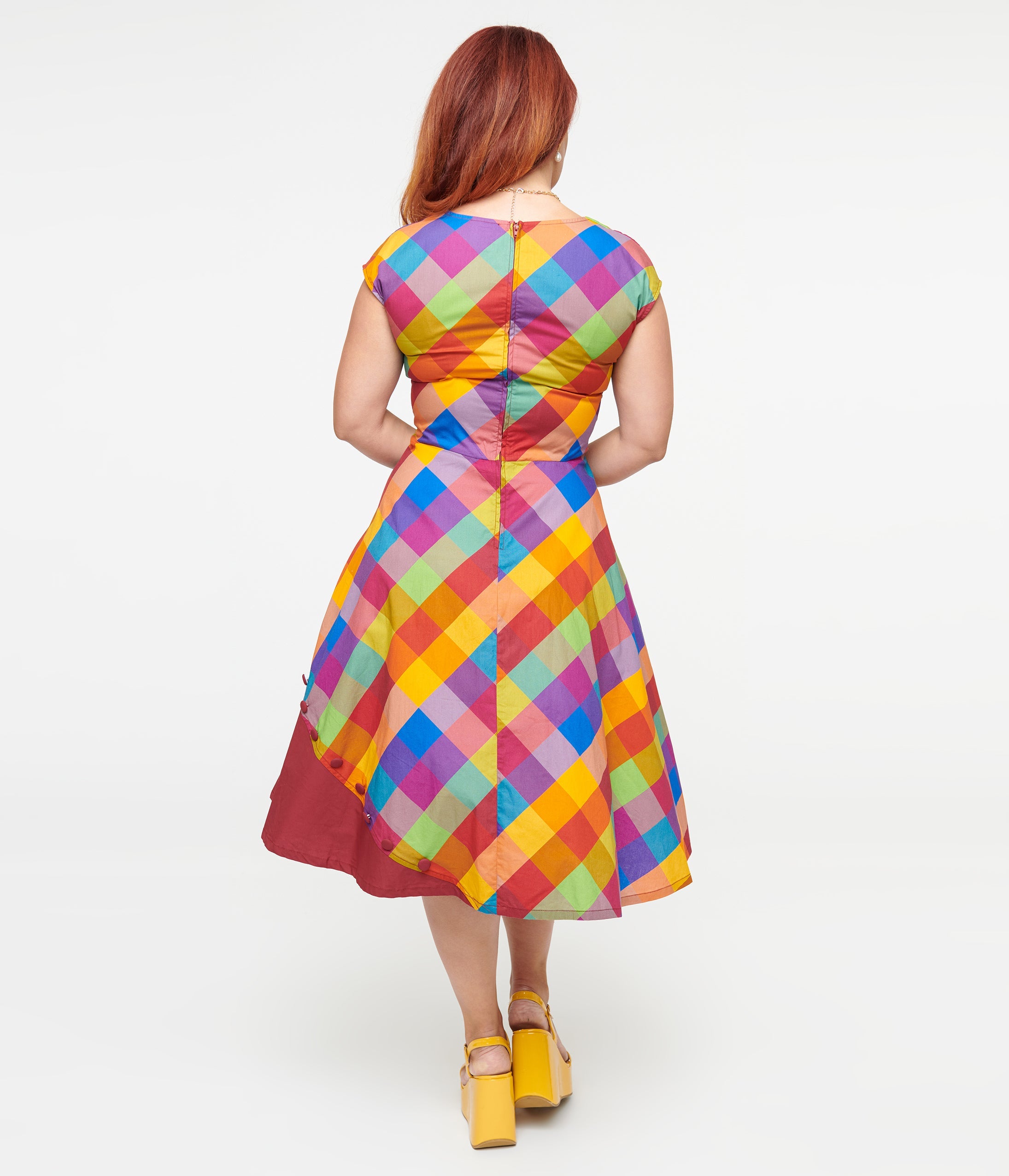 Unique Vintage 1950s Fall Madras Plaid Swing Dress