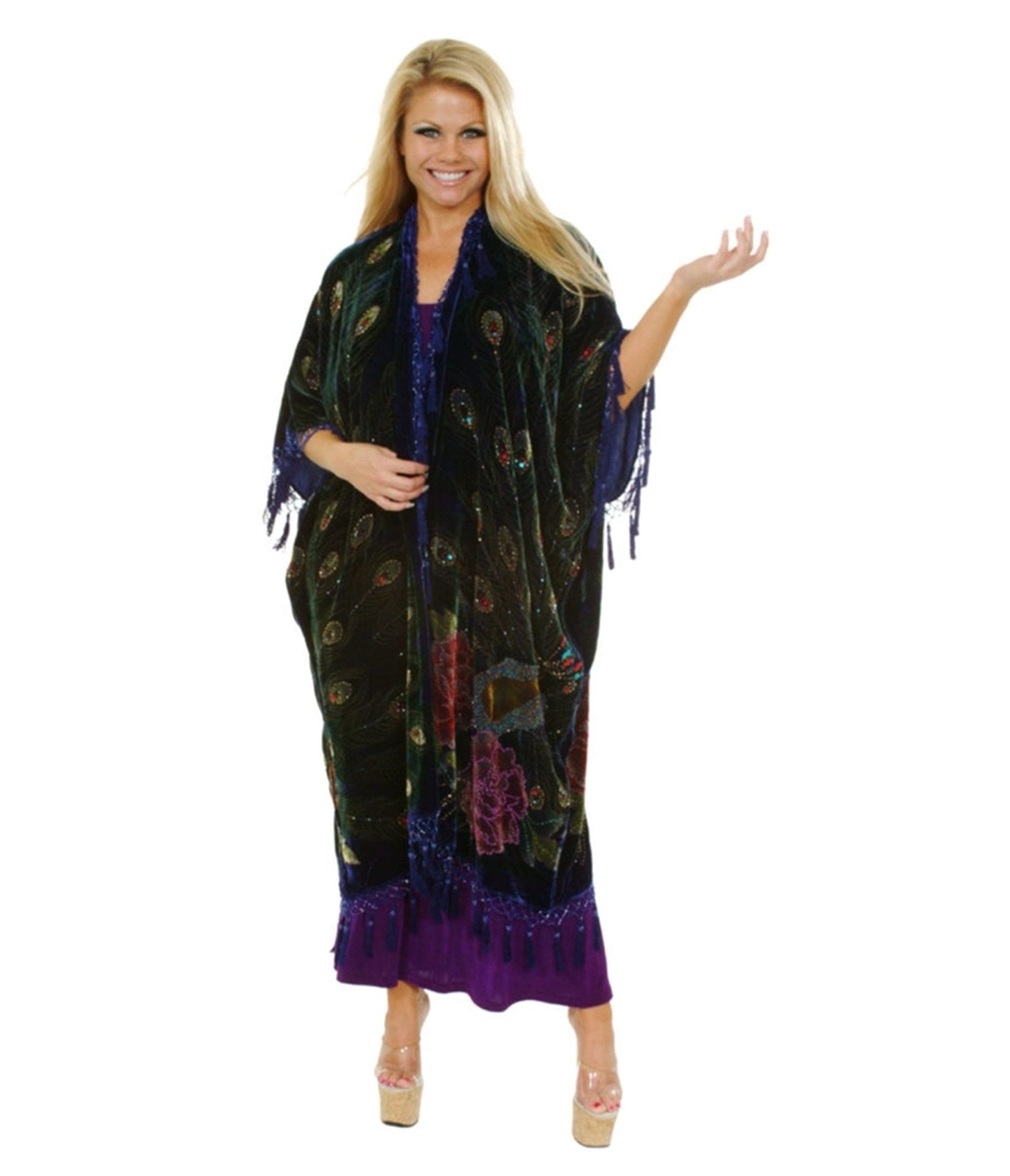 Western Fashion Black Peacock Caftan