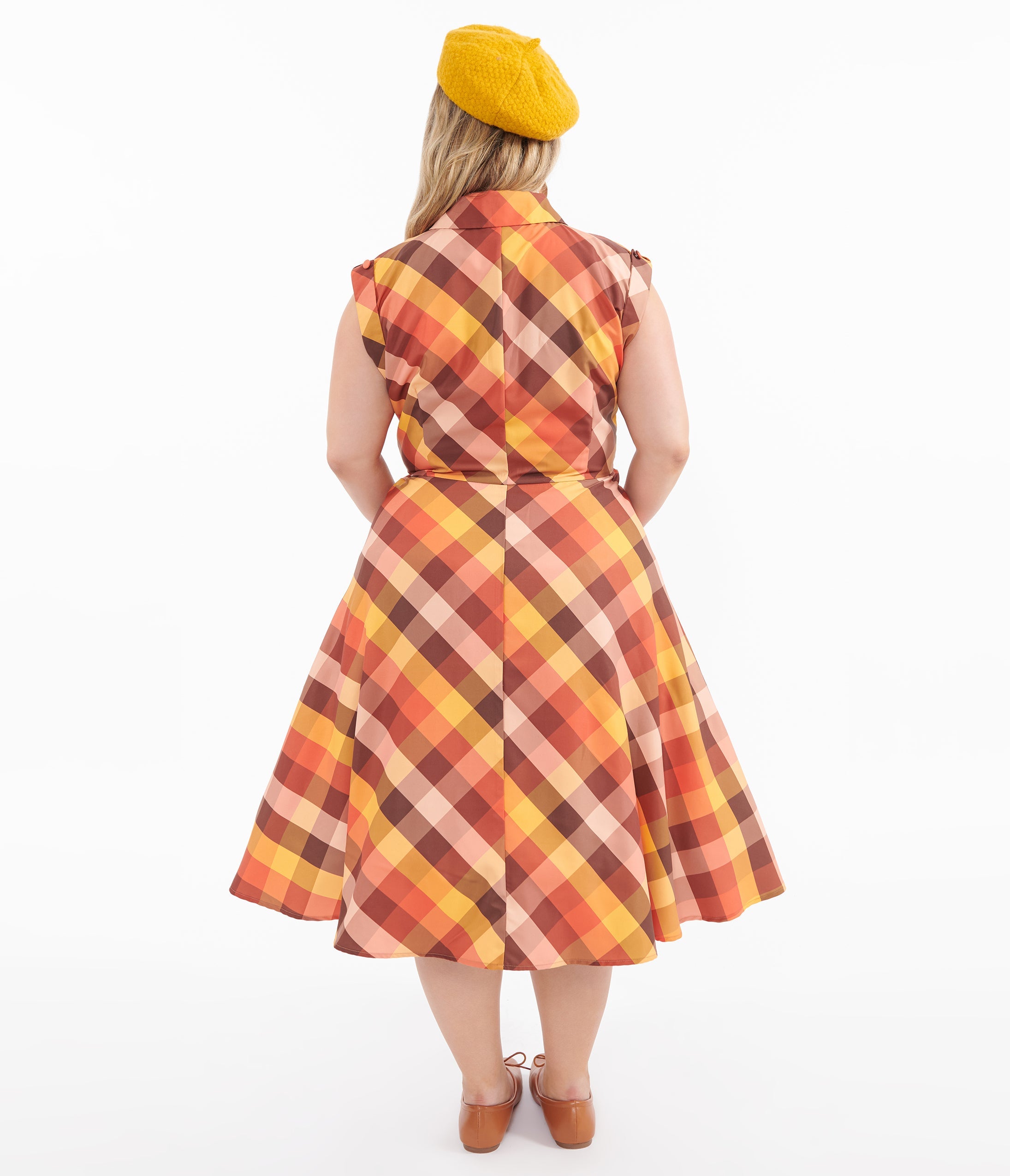 Unique Vintage Plus Size 1950s Fall Madras Plaid Shirt Dress