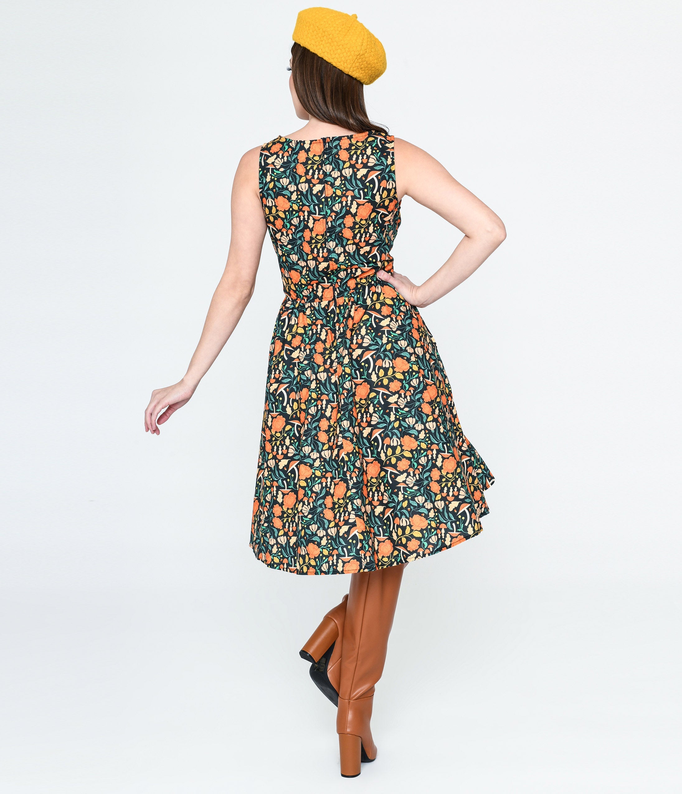 Retrolicious Black Flora Swing Dress