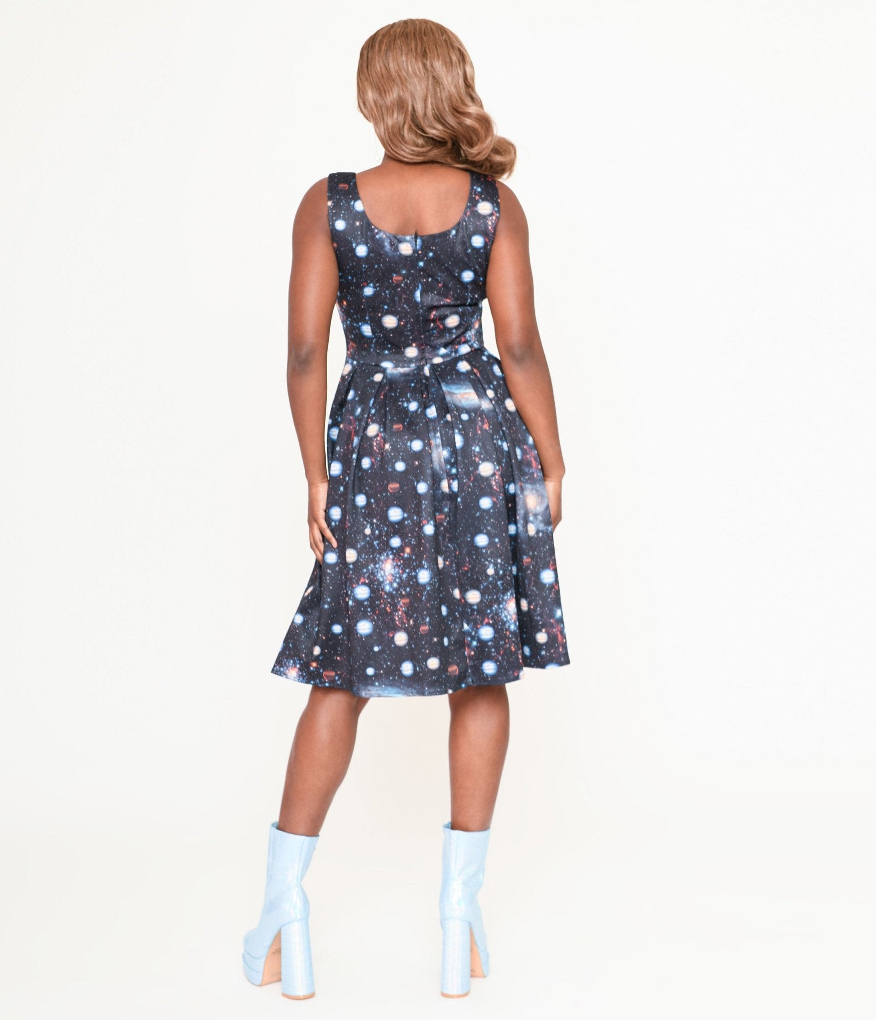 Dolly & Dotty Black Galactic Print Amanda Swing Dress