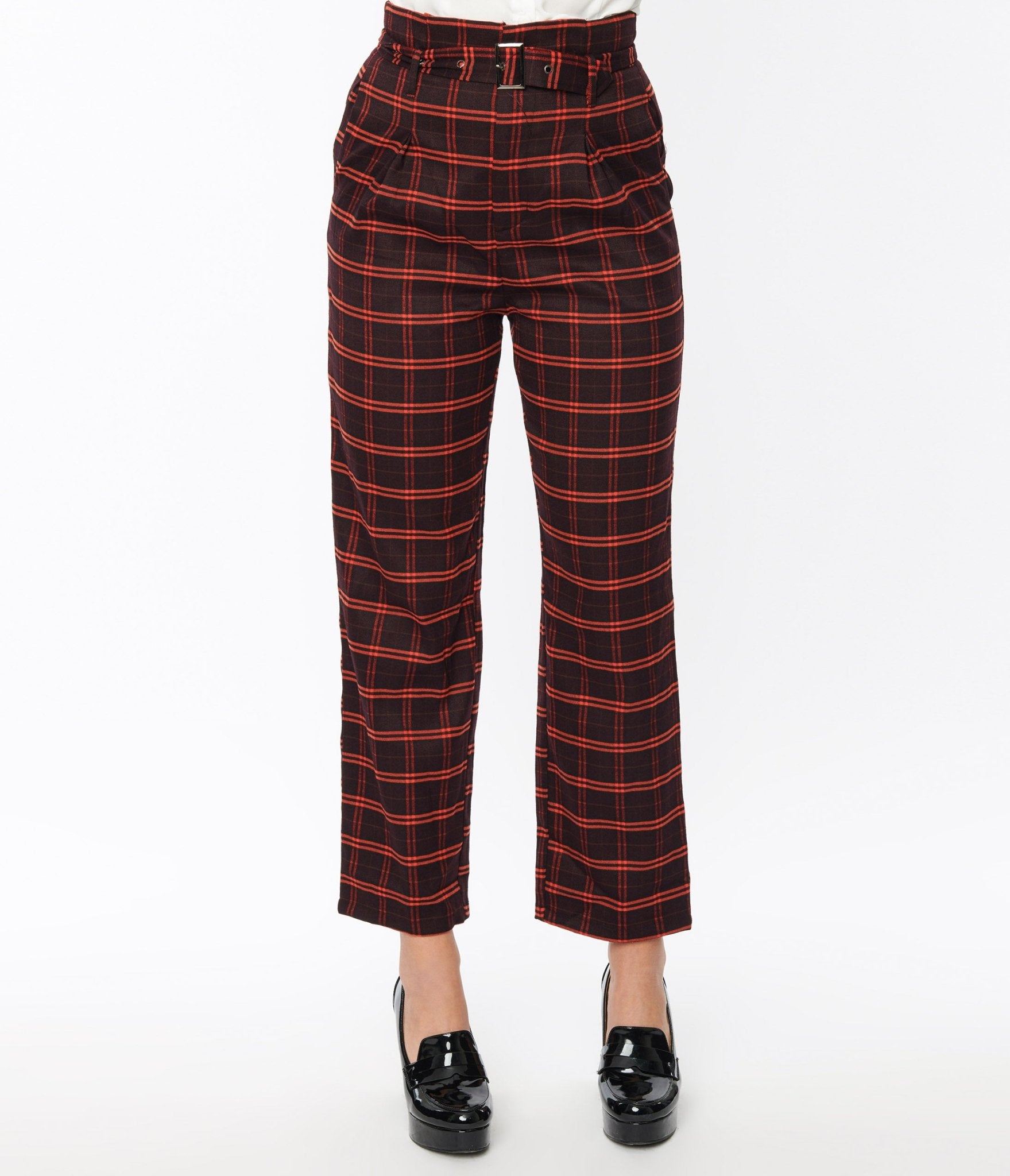 Black & Orange Windowpane Pants