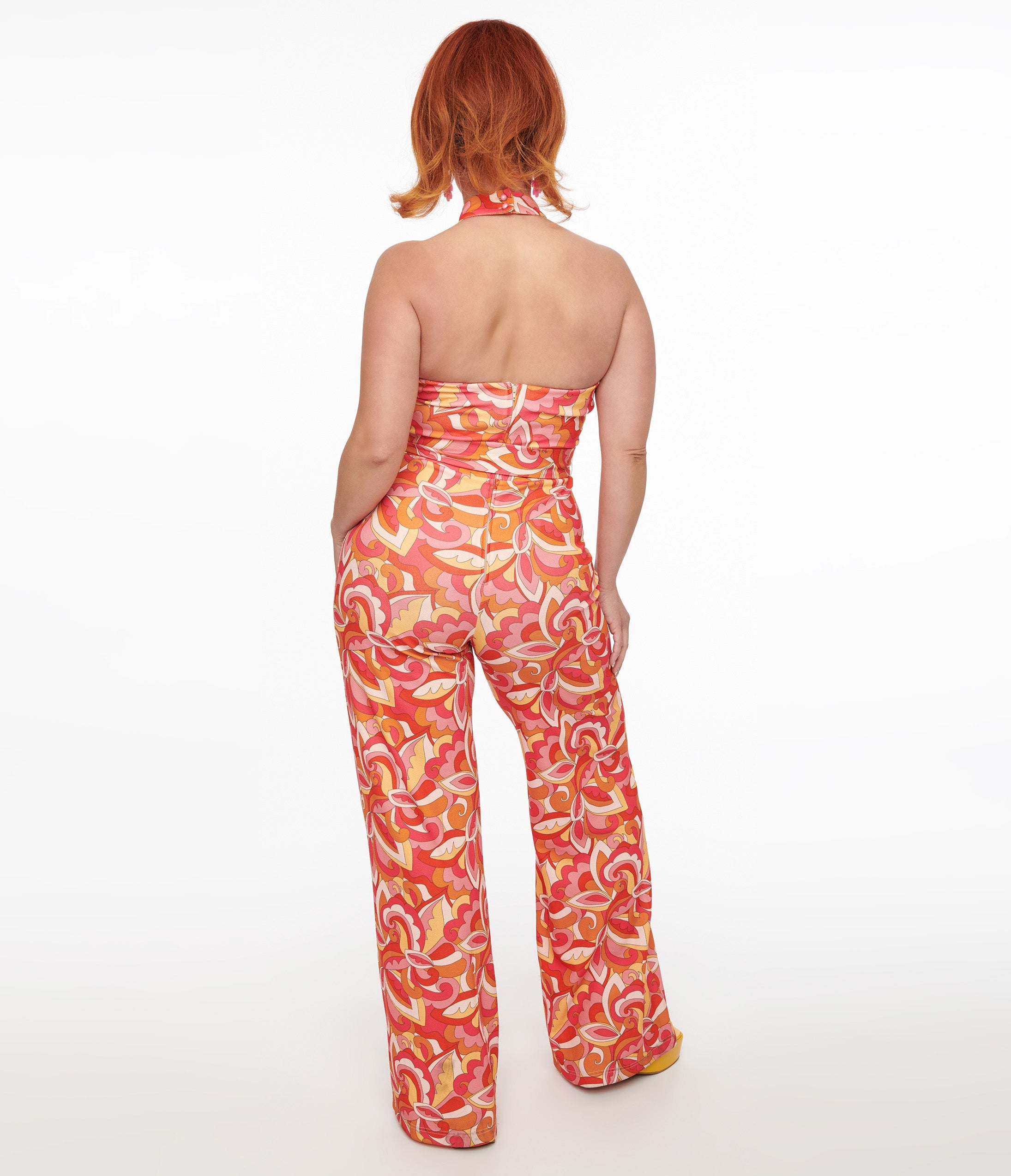 Smak Parlour 1960s Orange Psychedelic Paisley Glamour Goddess Jumpsuit